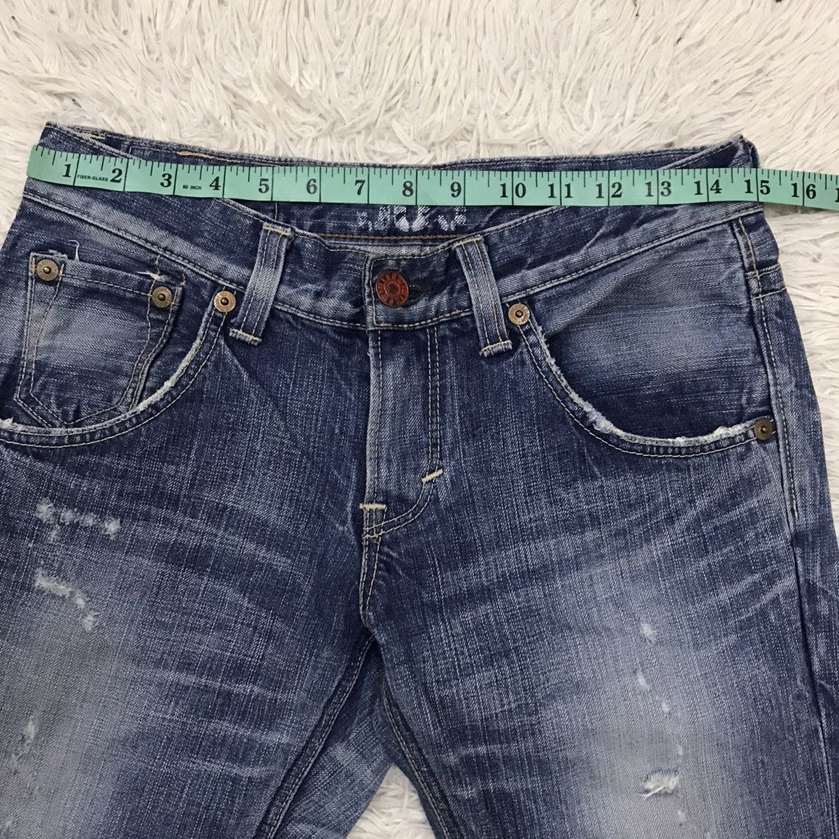 Edwin Vintage Edwin Lot 503 Bluetrip Distressed Design Flare Jeans Size US 30 / EU 46 - 18 Thumbnail