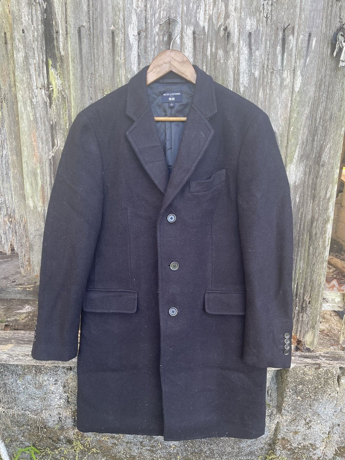 Designer Ines de la Fressange x Uniqlo Wool Coat Parisian Minimalist Size US L / EU 52-54 / 3 - 1 Thumbnail