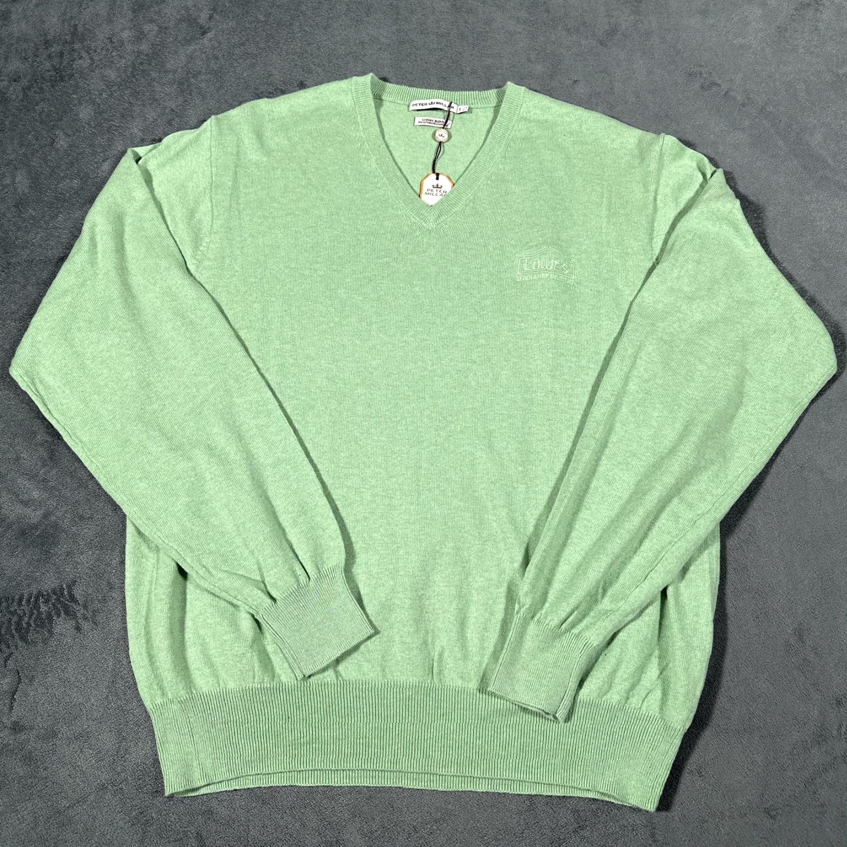Peter Millar PETER MILLAR Sweater Mens Large Mint Green V-Neck Cotton Cashmere Pullover MS13S10 Size US L / EU 52-54 / 3 - 7 Thumbnail
