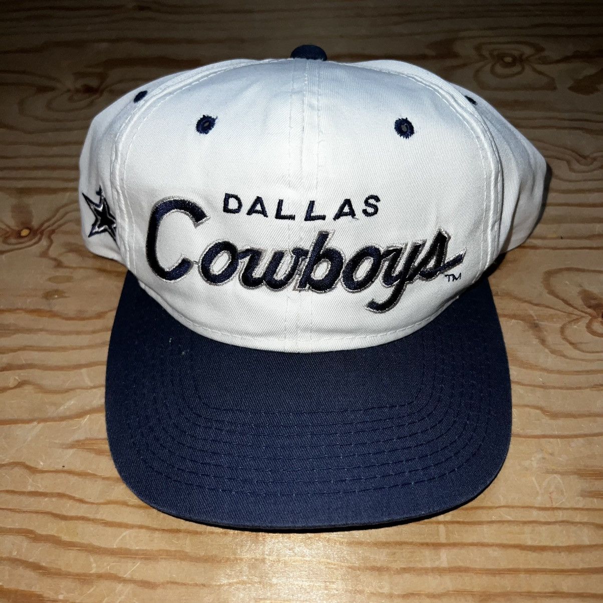 Sports Specialties VINTAGE 90s NFL DALLAS COWBOYS SCRIPT LOGO SNAPBACK HAT Size ONE SIZE - 1 Thumbnail