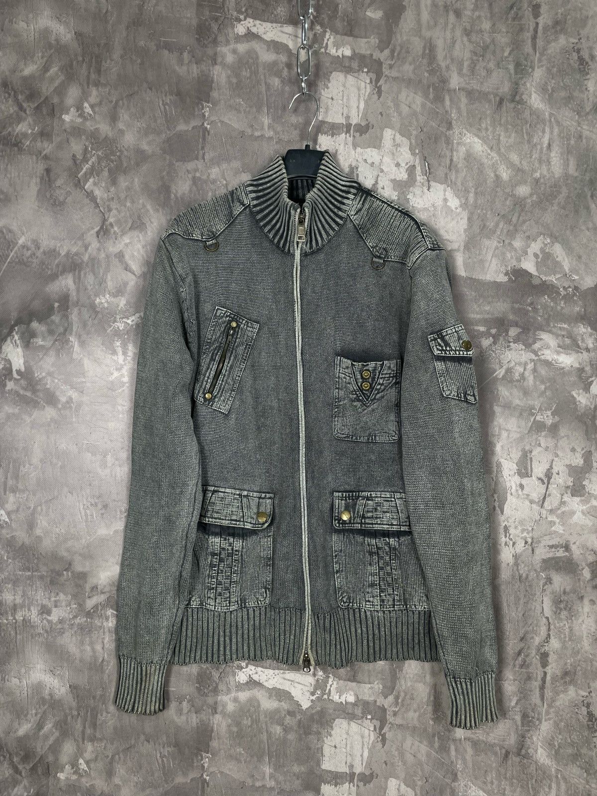 If Six Was Nine × Japanese Brand × Vintage Y2K VTG 90s Japanese style 3D striped knit sweater full zip Size US L / EU 52-54 / 3 - 1 Thumbnail