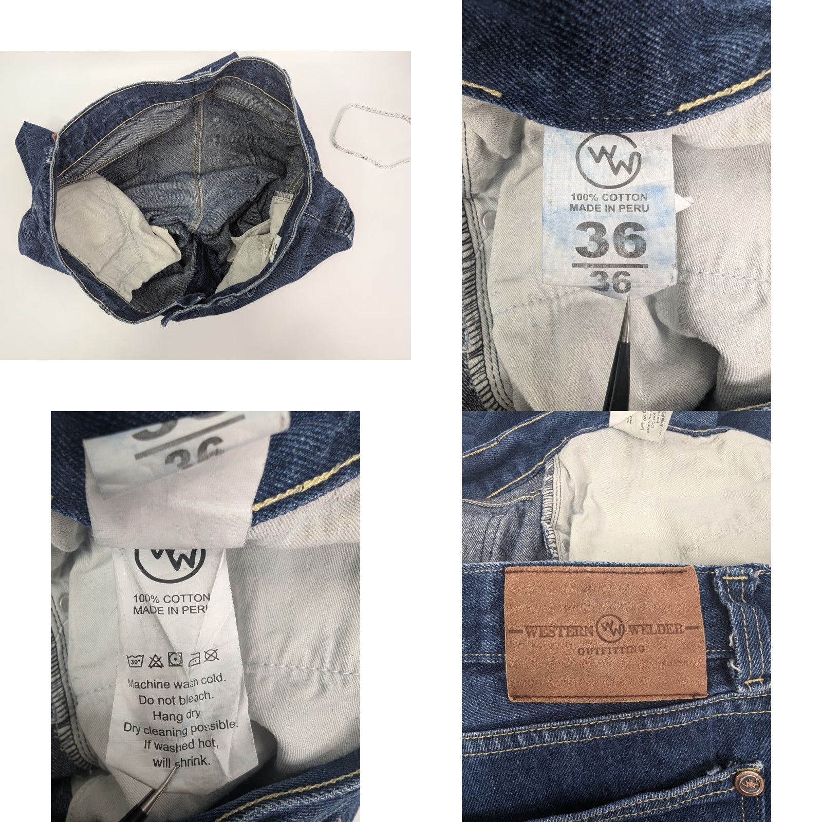 Denime Western Welder Men's Jeans Denim Straight Dark Wash 38x34 Regular Size 36x36 Inseam 34 Color Blue Size US 38 / EU 54 - 9 Thumbnail
