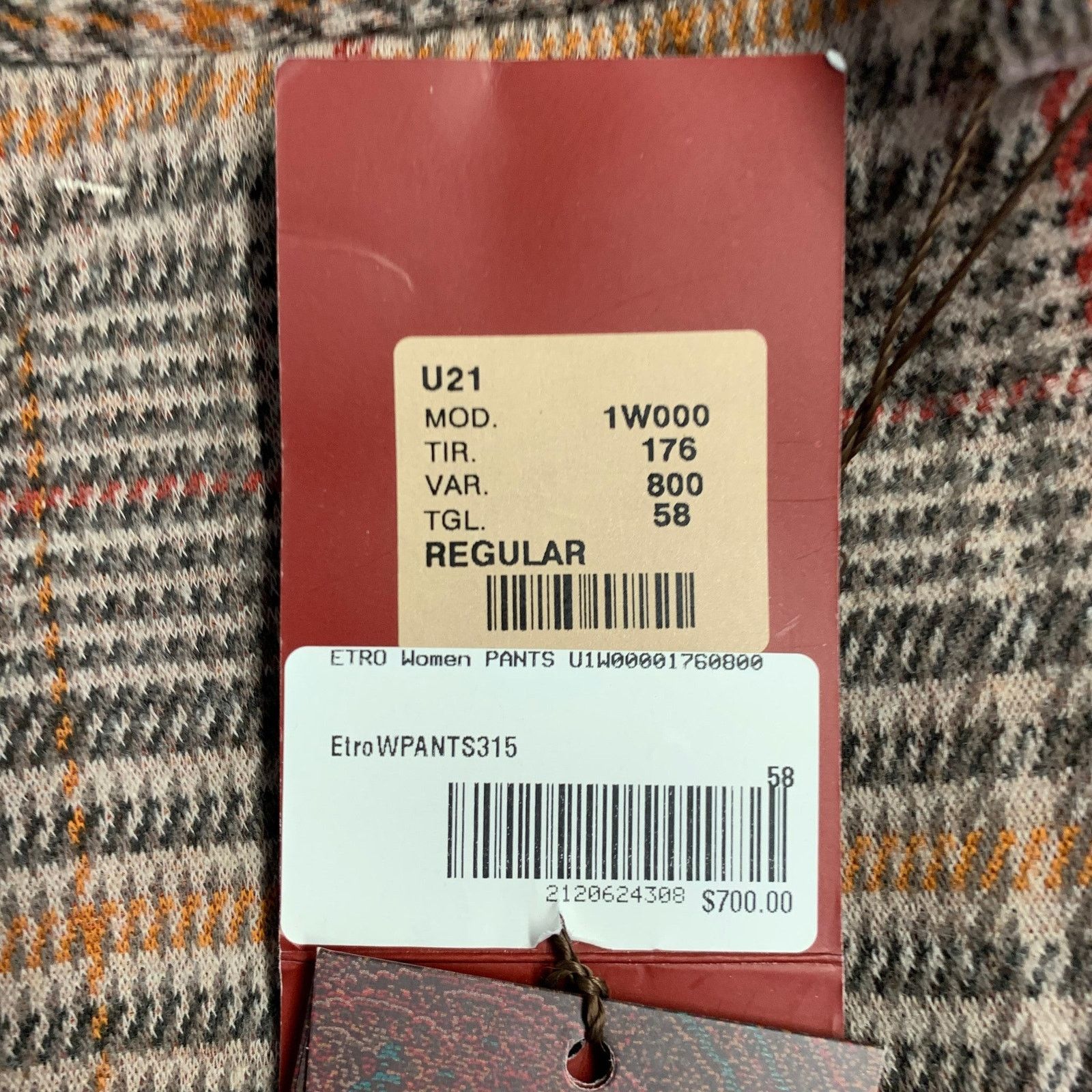 Etro ETRO Tan Grey Red Plaid Wool Tapered Zip Fly Dress Pants Size US 40 / EU 56 - 5 Thumbnail