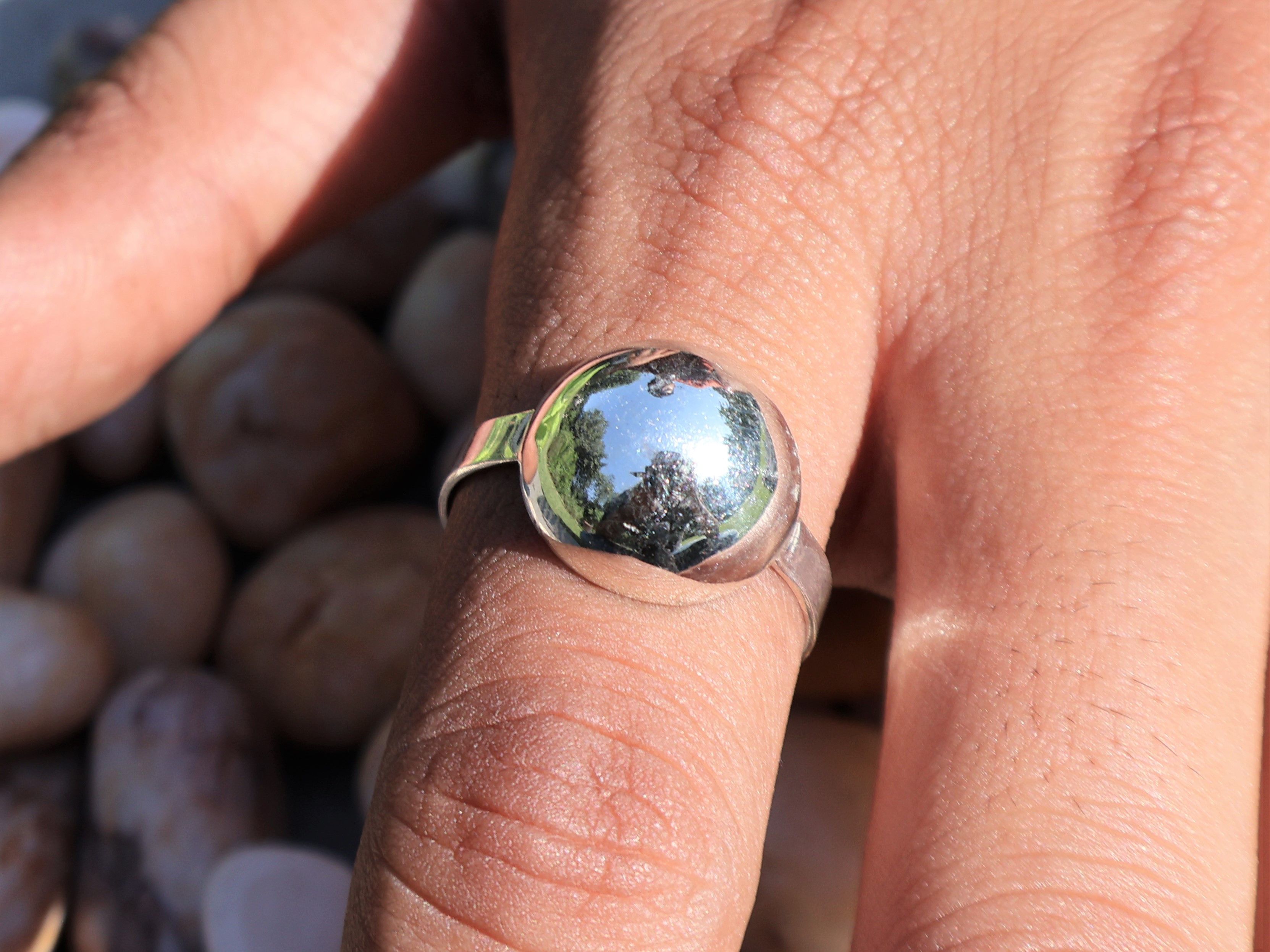 Handmade Half Round Ball Ring, 925 Sterling Silver, Handmade Ring, Size ONE SIZE - 7 Thumbnail