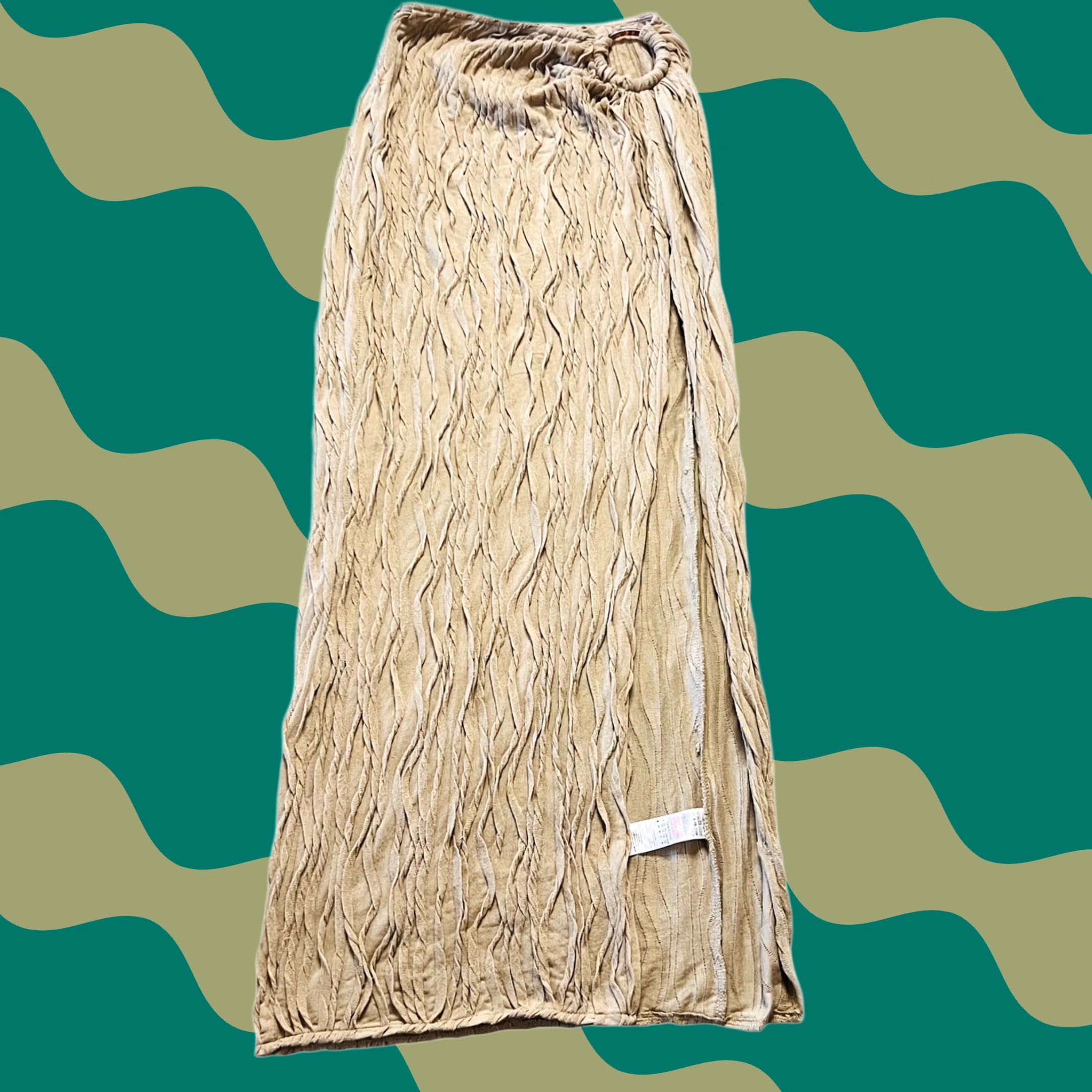 PrettyLittleThing VINTAGE Pretty Little Thing Light Brown High Slit Textured Maxi Skirt Size 4 Skirt Womens S Beige Midi A-Line 90s Boho Size 28" / US 6 / IT 42 - 1 Thumbnail