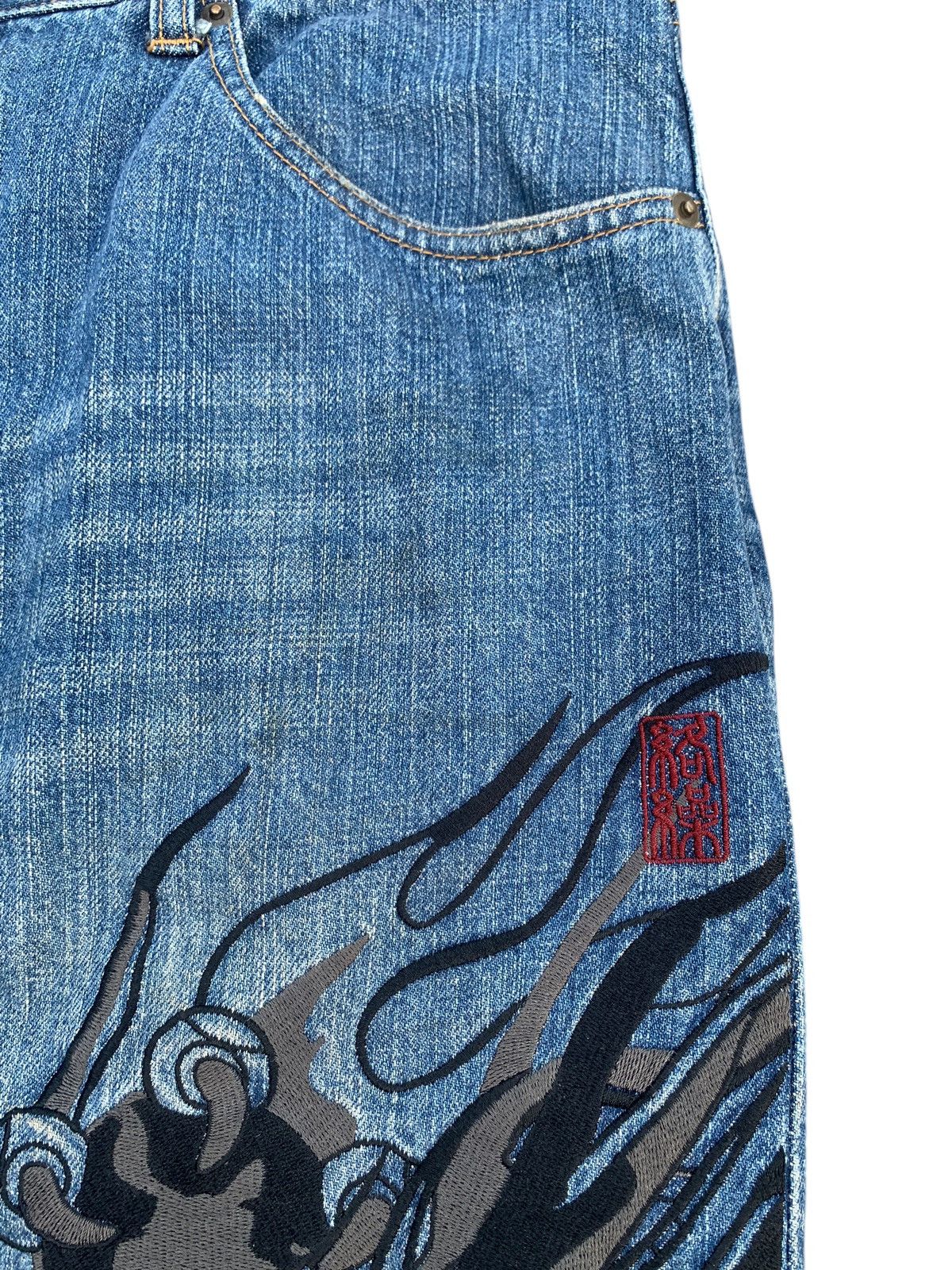 Kapital KARAKURI TAMASHI DRAGON EMBROIDERY JAPANESE SUKAJAN DENIM Size US 34 / EU 50 - 14 Thumbnail