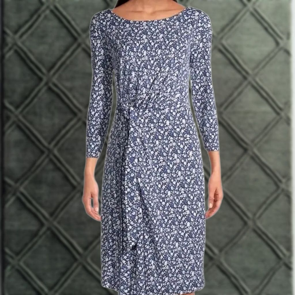 Max Mara Weekend Max Mara Acume Dress Floral Faux Wrap Midi A-Line XL Women’s Blue NWT Size XL / US 12-14 / IT 48-50 - 1 Thumbnail