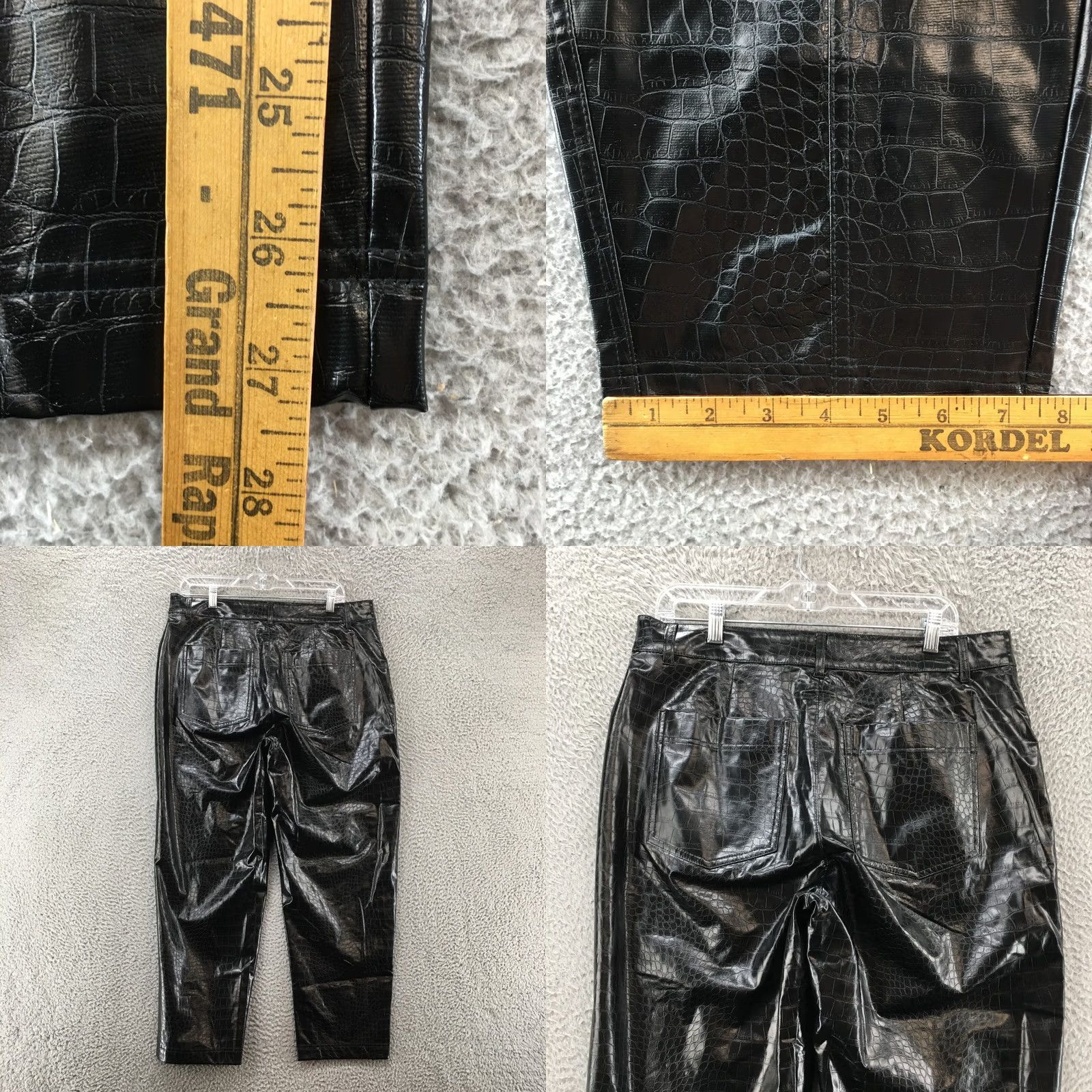 Vintage A New Day Faux Leather Pants Womens 14 Black High Rise Reptile Animal Print Tapered Pants Womens 14 Black High Rise Size 36" / US 14 / IT 50 - 8 Thumbnail