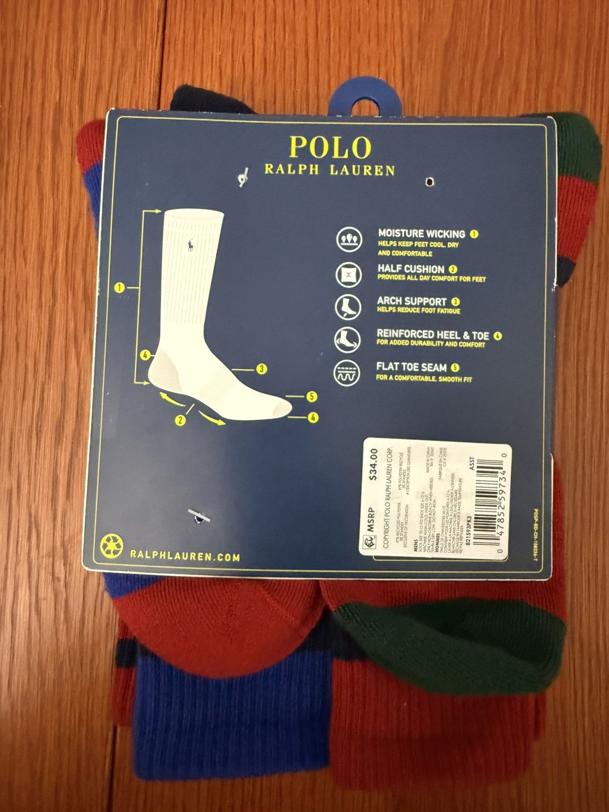 Polo Ralph Lauren Polo Ralph Lauren Half Cushion 6 Pairs | Crew Socks Size ONE SIZE - 4 Thumbnail