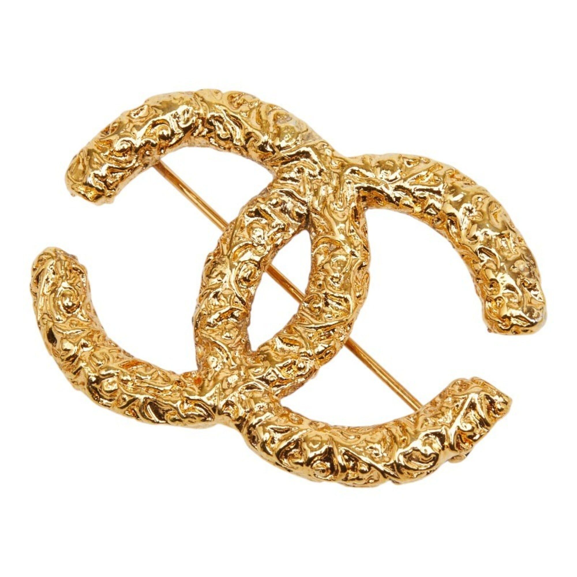 Chanel Chanel Coco Mark Logo Brooch, 03A Engraving, Gold Plated, Women's. Size ONE SIZE - 1 Thumbnail