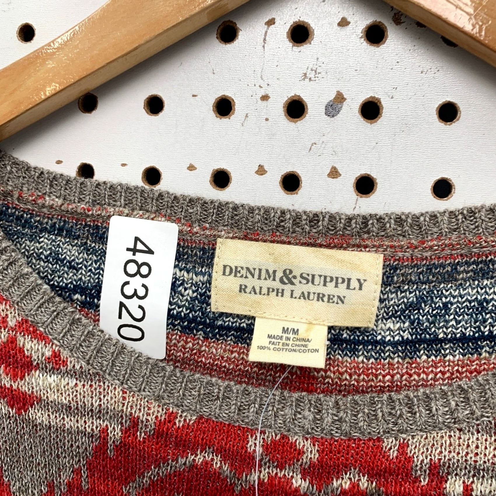 Vintage Denim & Supply Ralph Lauren Womens Southwestern Intarsia Cotton Sweater Red M Size M / US 6-8 / IT 42-44 - 5 Thumbnail