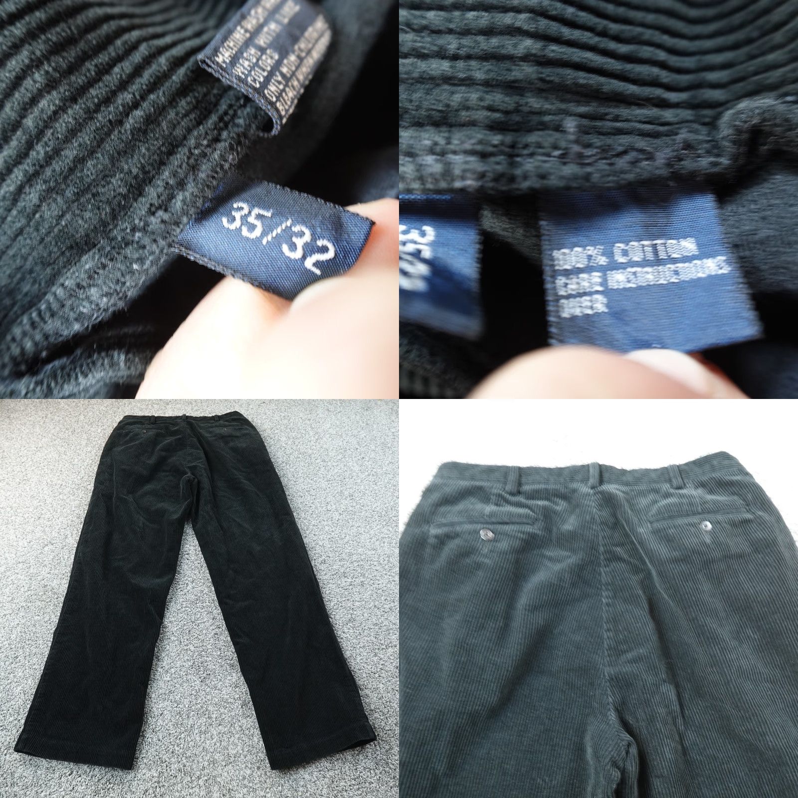 Polo Ralph Lauren VTG Ralph Lauren Pants Mens 35X32 Black Corduroy Andrew Chino Trouser Pleated Pants Size US 35 - 8 Thumbnail
