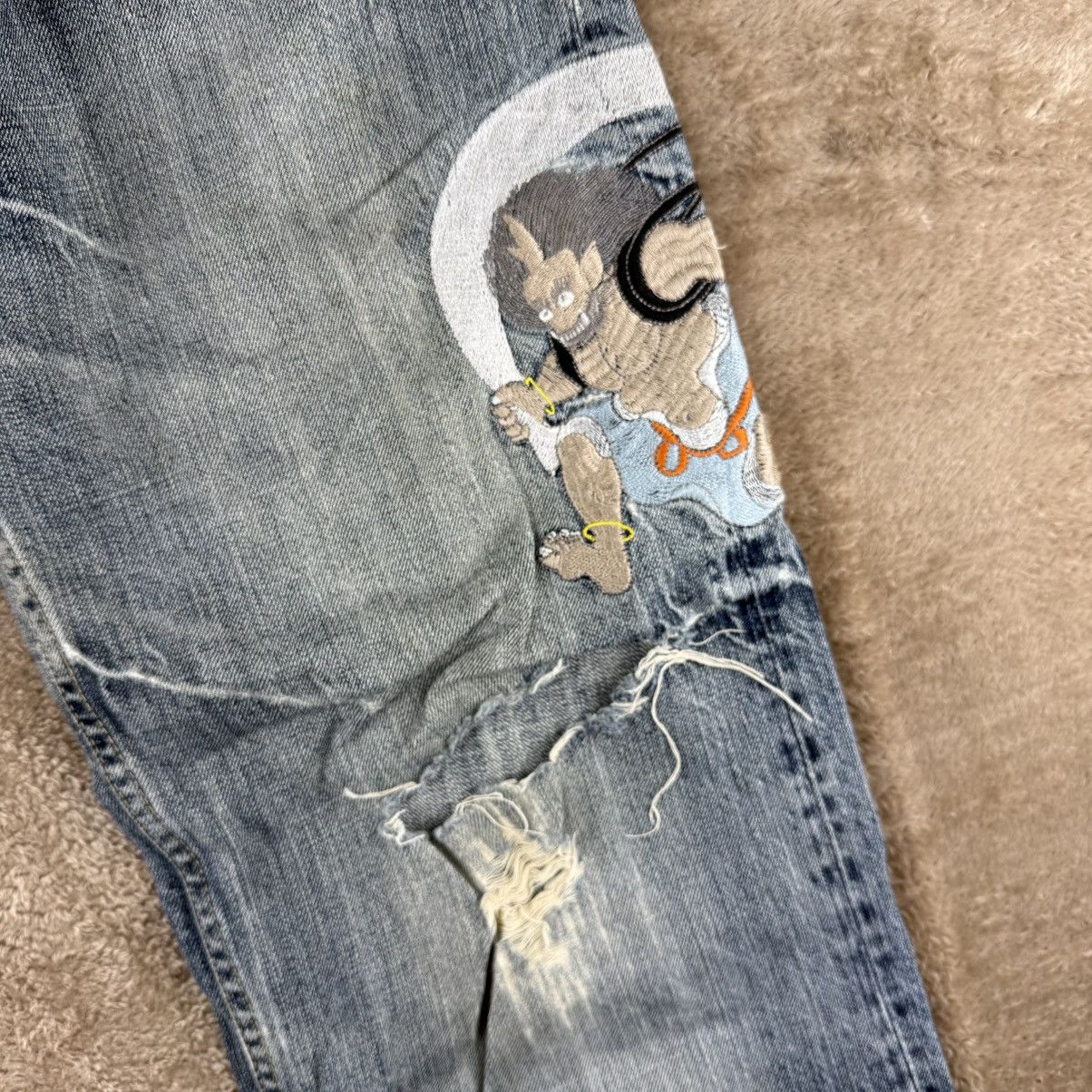 Japanese Brand Vtg art jeans denim sukajan sashiko distressed baggy Size US 31 - 7 Thumbnail