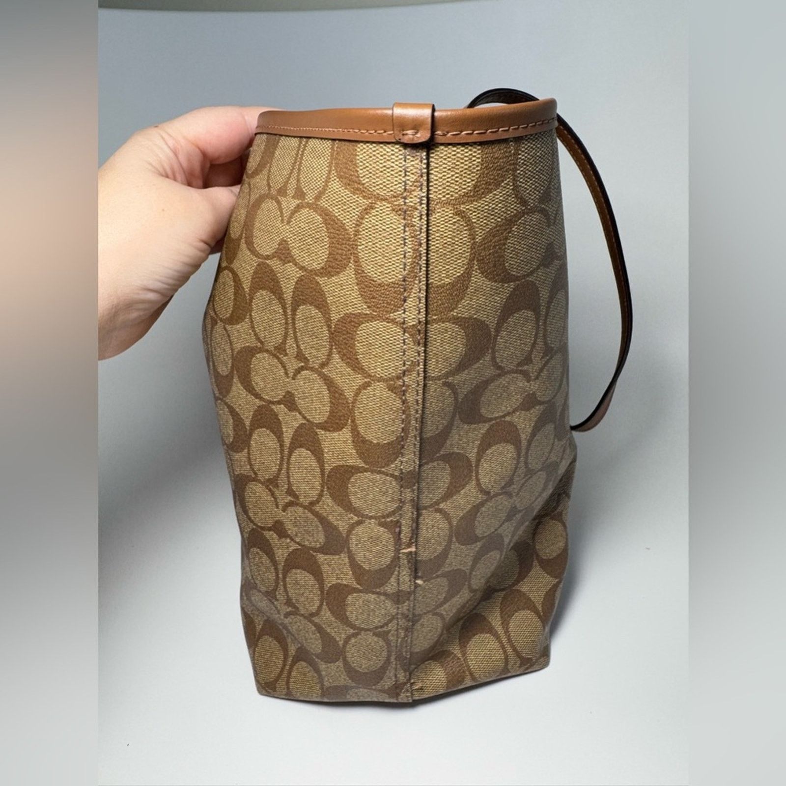 Coach Coach City Tote Brown Monogram Canvas Leather Tote #5696 Size ONE SIZE - 6 Thumbnail