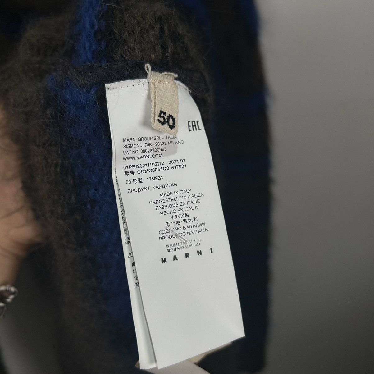 Marni ⭐️ Marni Mohair Cardigan Fuzzy Wuzzy Grey Stripe⭐️ Size US L / EU 52-54 / 3 - 4 Thumbnail