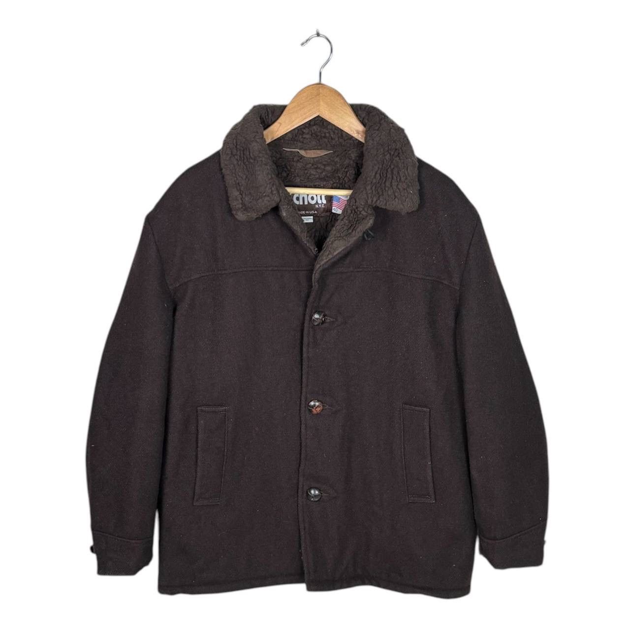 Vtg Schott NYC Wool Rancher Jacket Sherpa Lined Brown 40