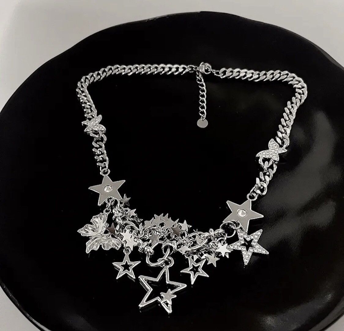 Japanese Brand Butterfly Star Rhinestone Choker Necklace Size ONE SIZE - 1 Thumbnail