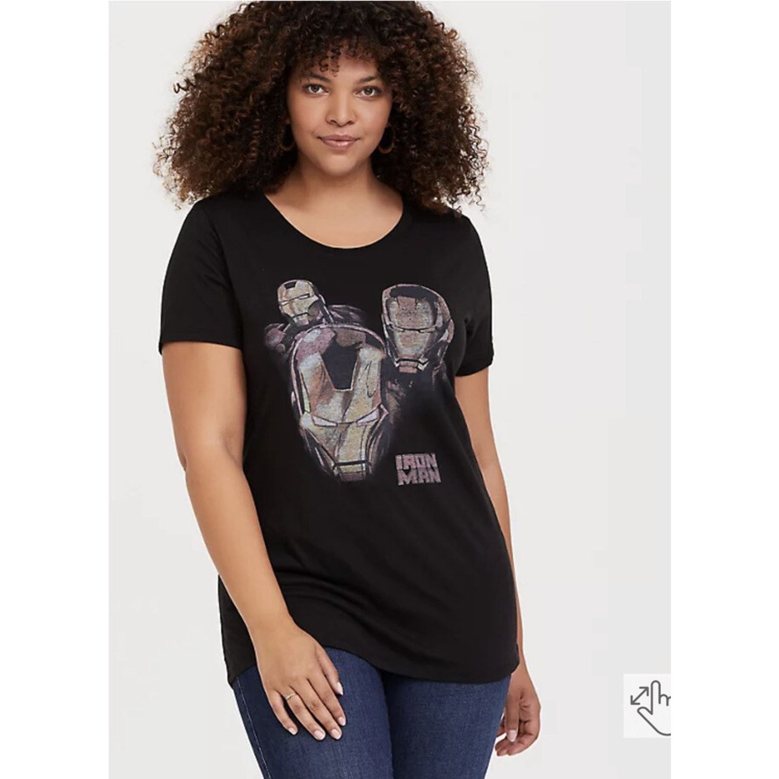 Torrid TORRID 1X MARVEL IRON MAN BLACK SLIM FIT CREW TOP Size XL / US 12-14 / IT 48-50 - 2 Thumbnail
