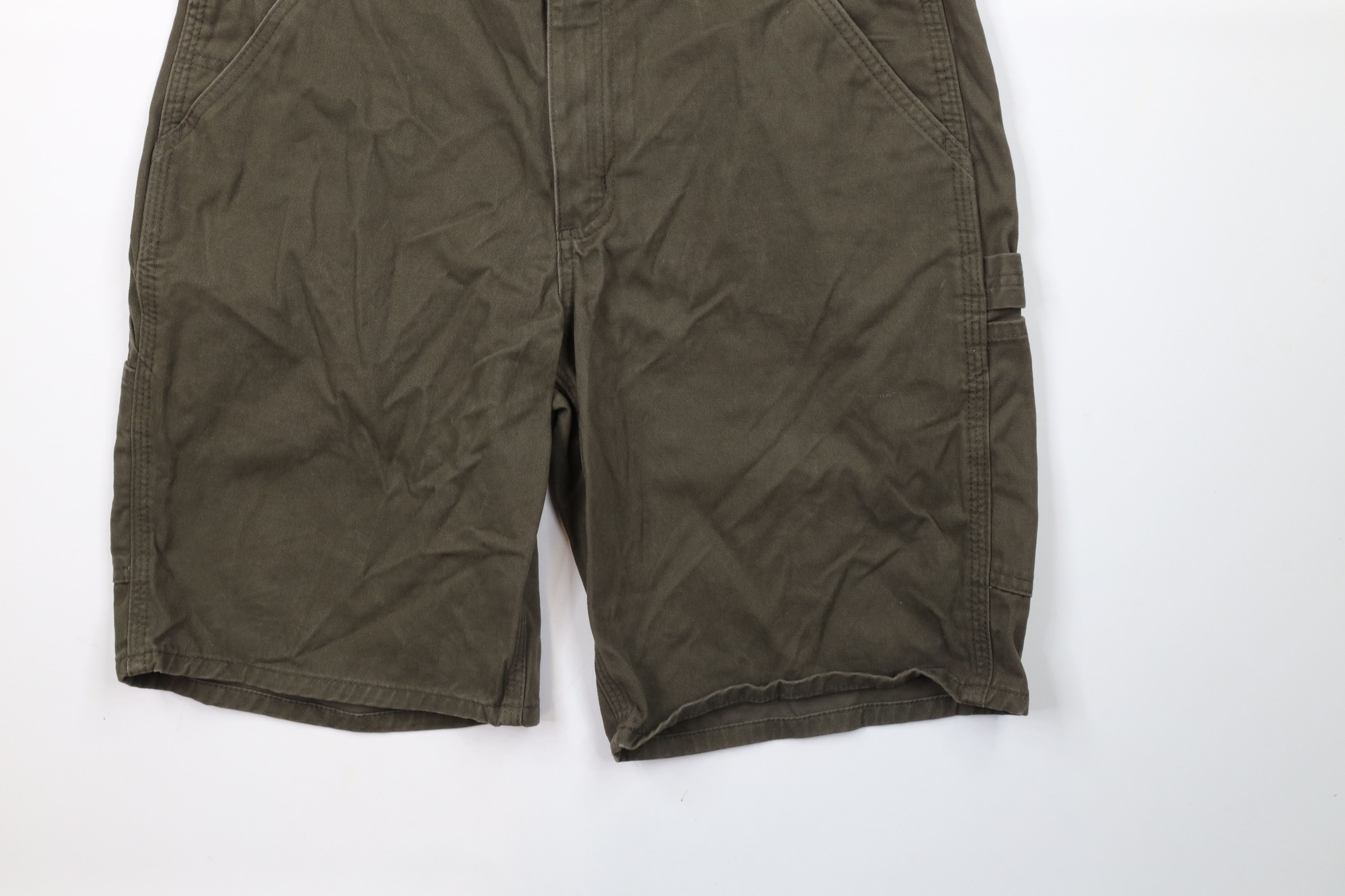 Carhartt × Vintage Vintage Carhartt Spell Out Relaxed Fit Dungaree Shorts Green Size US 33 - 4 Thumbnail