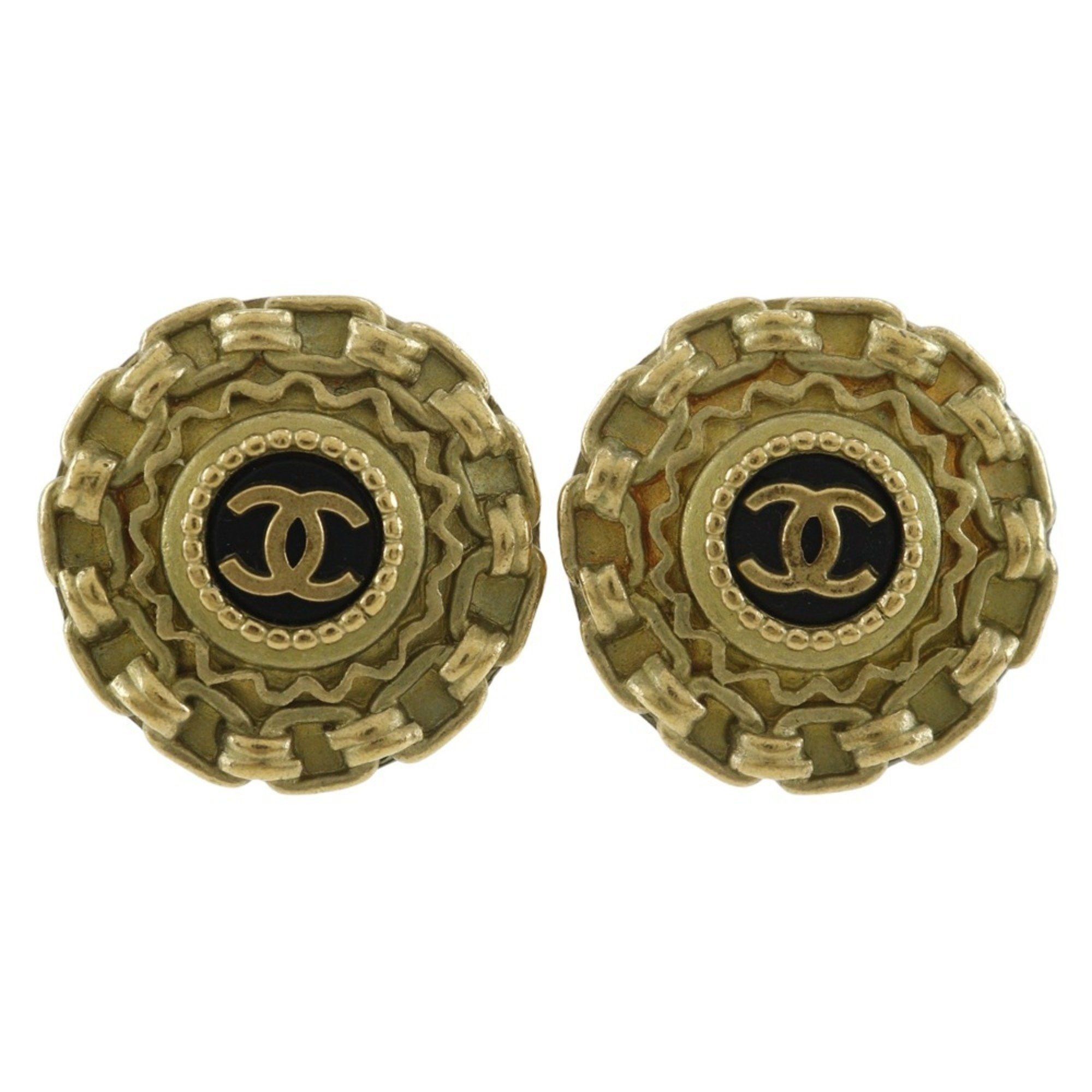 Chanel Coco Mark Earrings Gold Plated 1994 94A Approx. 14.5g COCO Mark Women's