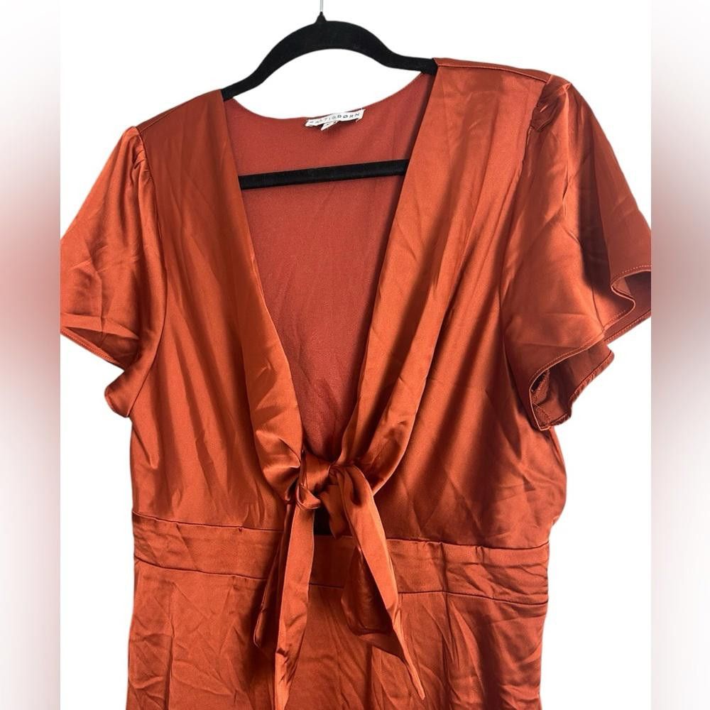 Designer Baltic Born l Poppy Satin Midi Dress XL Burnt Orange Rust Size XL / US 12-14 / IT 48-50 - 3 Thumbnail