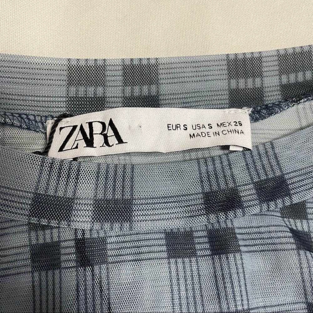 Zara NWT New Zara Knit Sleeve Plaid Mesh Crop Top Size S Size S / US 4 / IT 40 - 6 Thumbnail