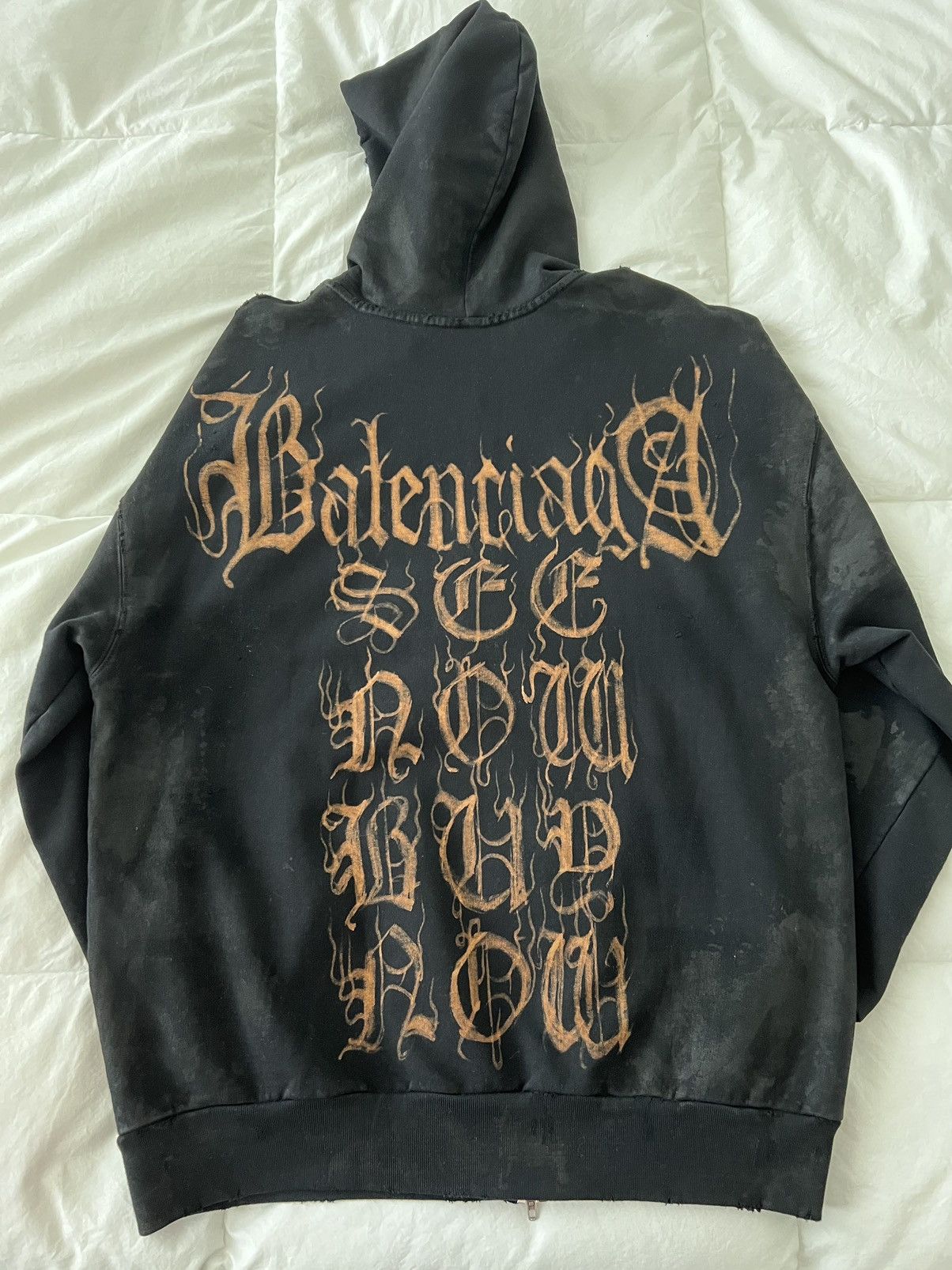Balenciaga BALENCIAGA HEAVY METAL ZIP UP MUD HOODIE | Grailed
