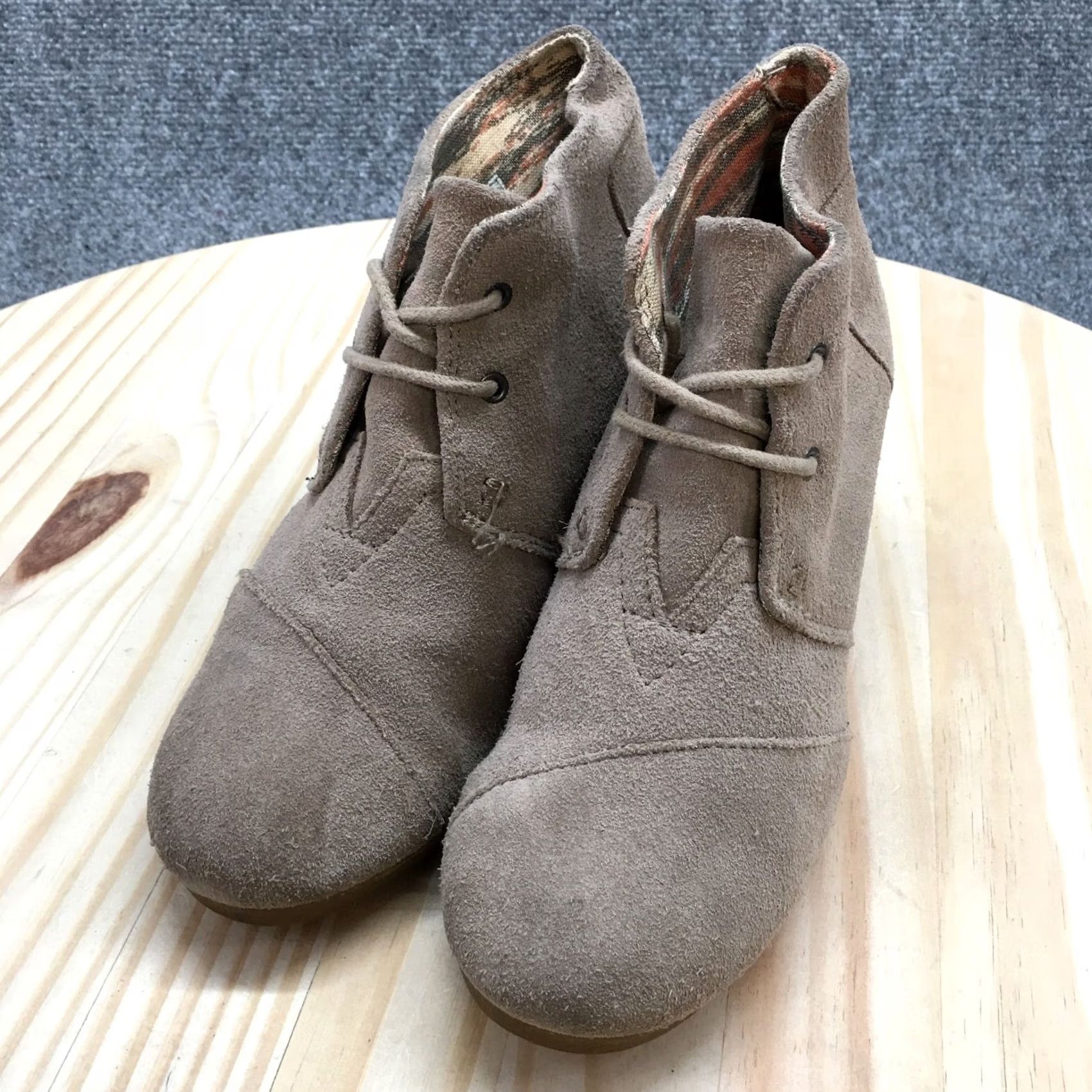Toms TOMS Boots Womens 7 Casual Desert Wedge Ankle Bootie Brown Suede Leather Bootie Womens Wedge Fall Casual 2.75in Leather Brown Size US 7 / IT 37 - 3 Thumbnail