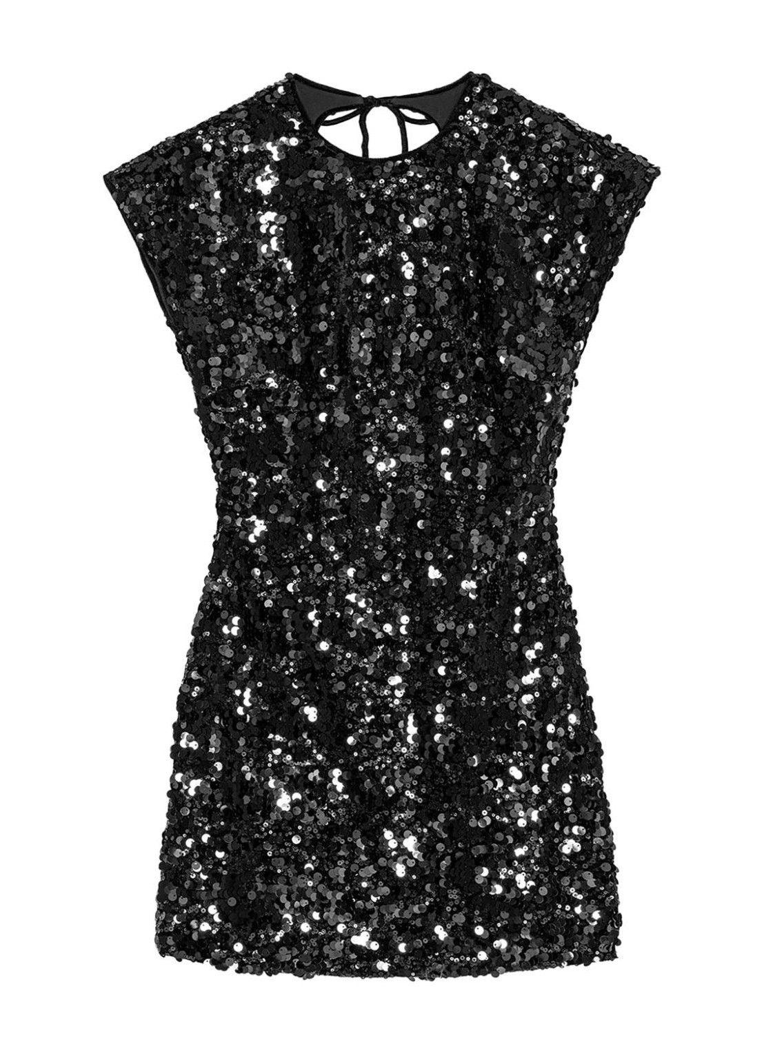 Ganni o1s22i1n0525 Velvet Sequins Mini Dress in Black Size XS / US 0-2 / IT 36-38 - 1 Thumbnail