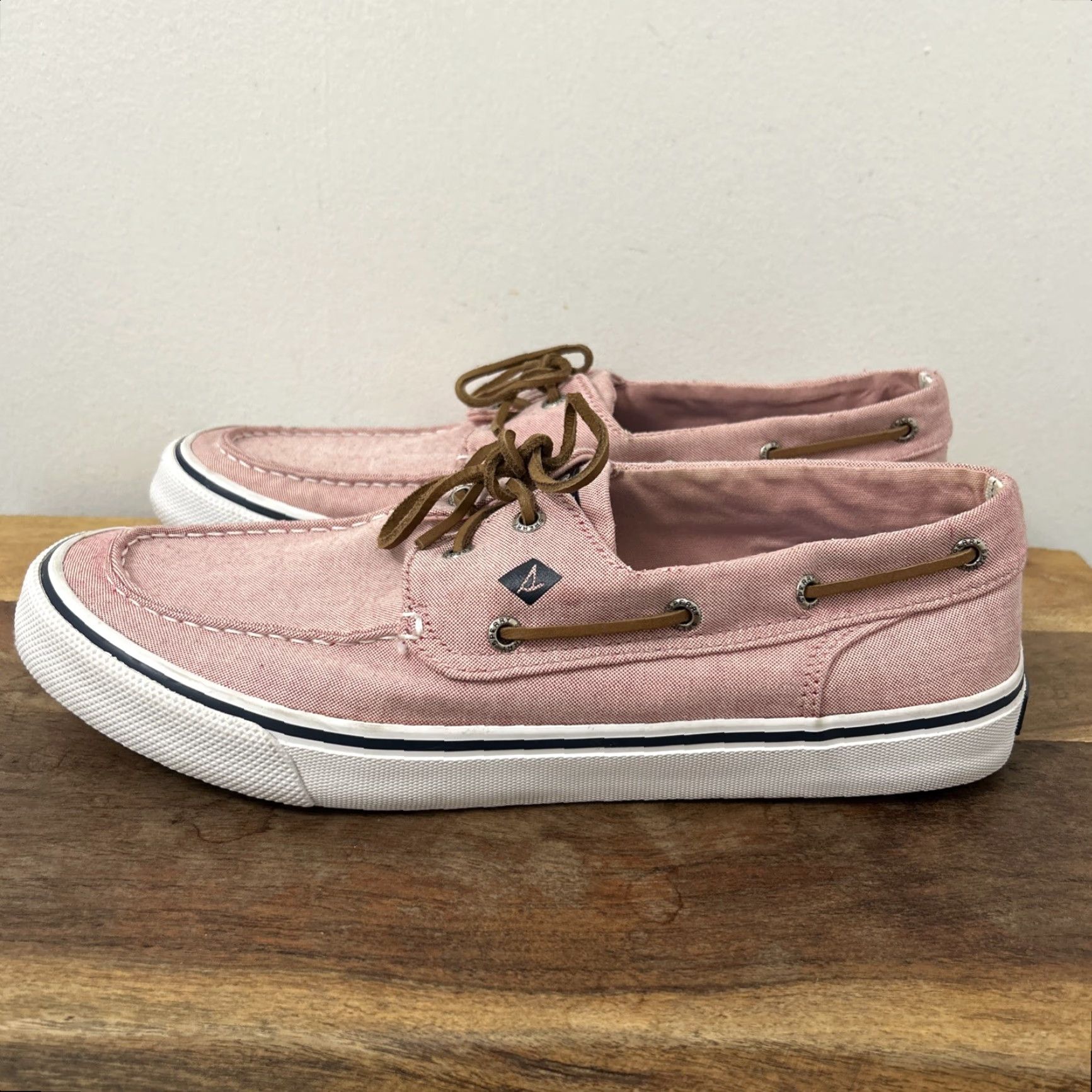 Sperry Sperry Top Sider Mens Boat Shoes Pink Canvas 2 Eye Lace Up Size 12 Mens Shoes Size US L / EU 52-54 / 3 - 4 Thumbnail