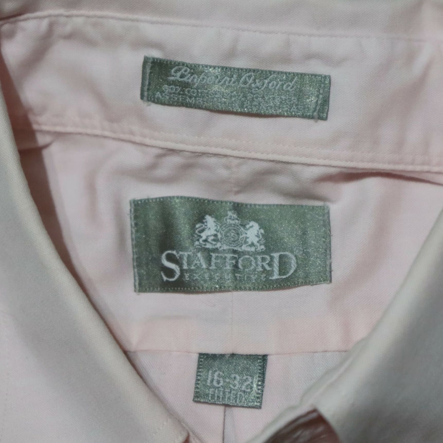 Stafford Stafford Shirt Button-Up Long Sleeve Adult Men's Size 16 Pink 16-32 Button-down Cotton Polyester Vintage No Size US L / EU 52-54 / 3 - 4 Thumbnail
