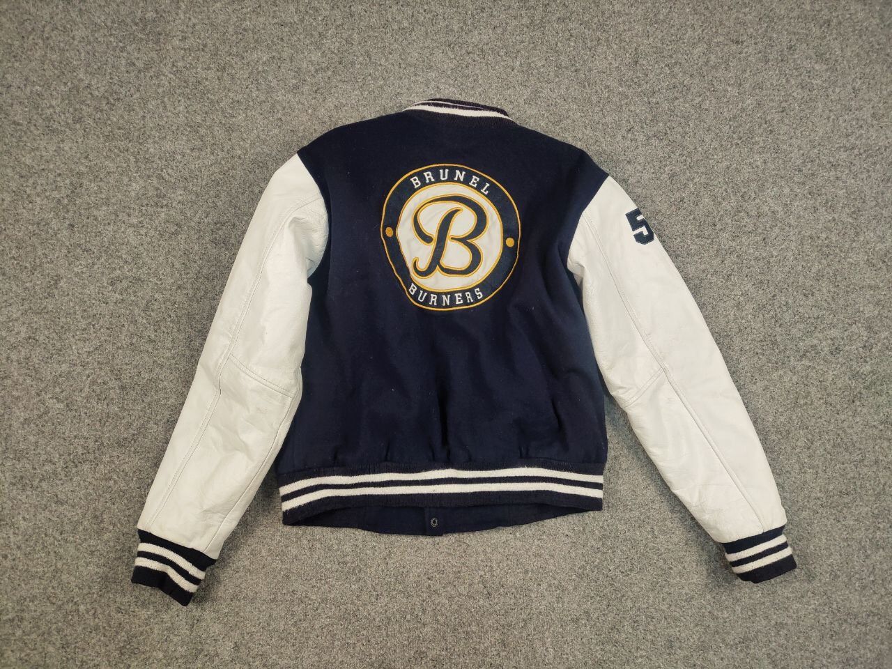 Vintage Vintage 90's Varsity Letterman Dark Blue Wool Bomber Jacket Size US M / EU 48-50 / 2 - 10 Thumbnail