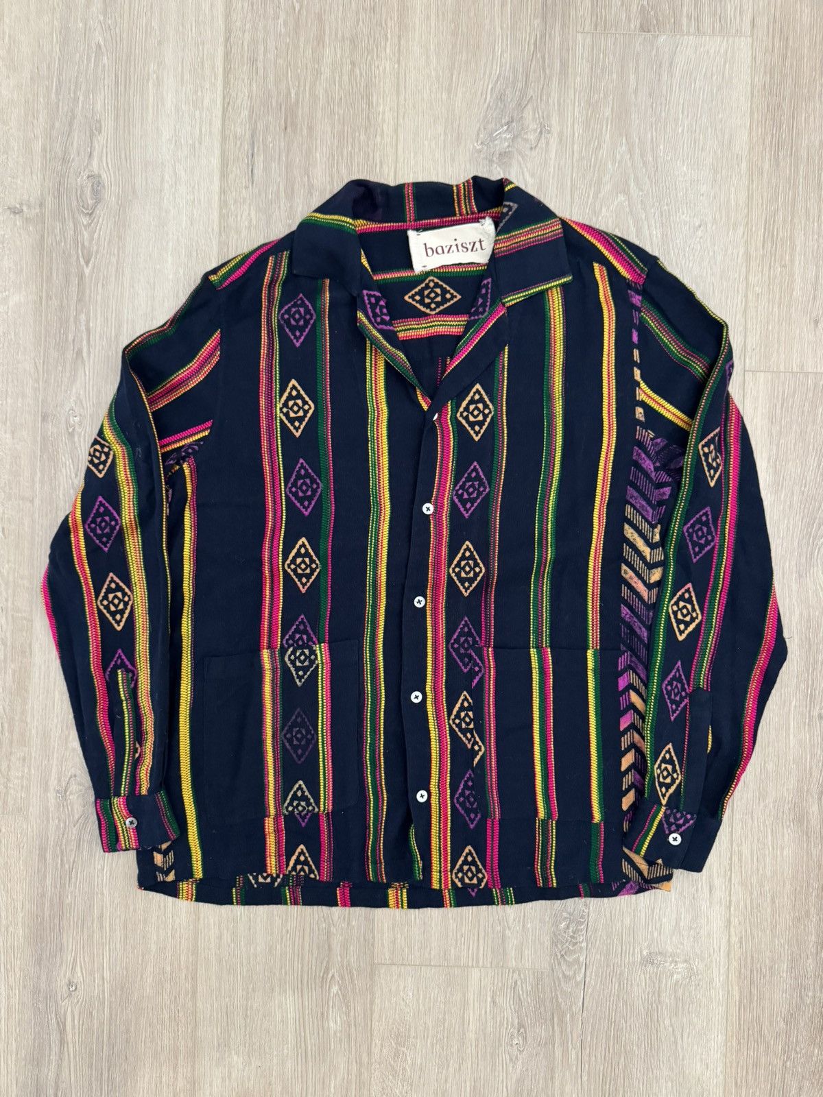 Other Baziszt Camp Collar Woven Geometric Shirt 100% Cotton Size US S / EU 44-46 / 1 - 1 Thumbnail