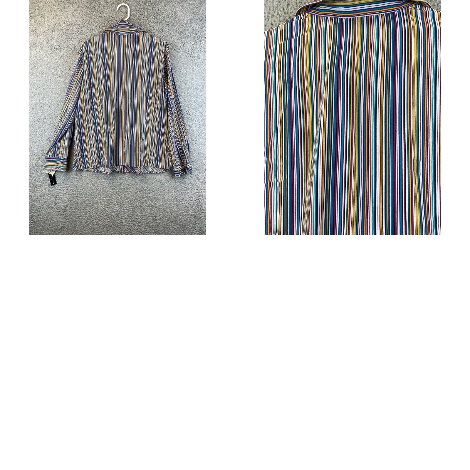 Vintage Joanna Shirt Women's L Brown Blue Stretch Long Sleeve Button Front / 80-35 Size L / US 10 / IT 46 - 8 Thumbnail