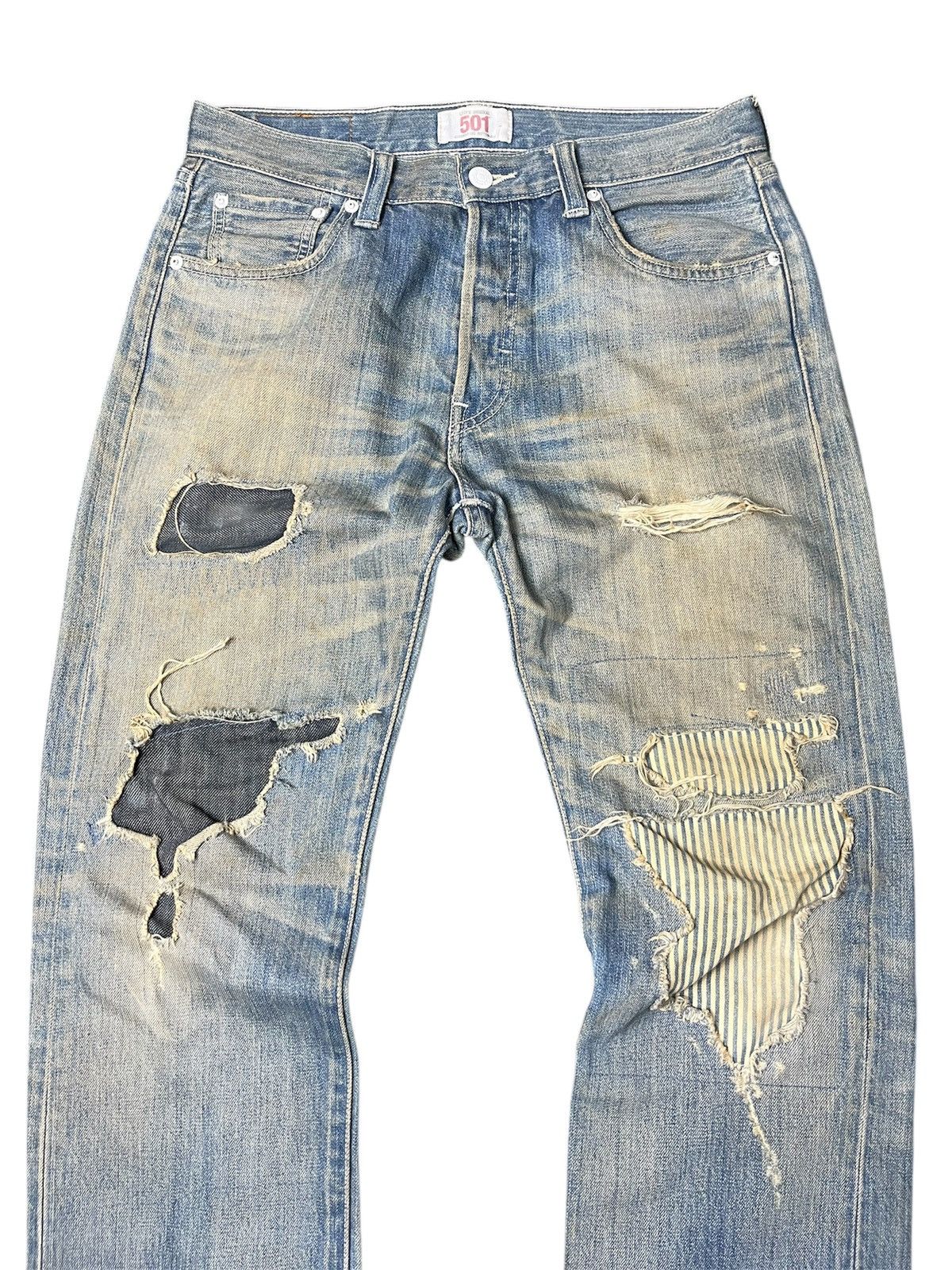 Designer × Japanese Brand × Levi's Vintage Clothing Kurt Cobain style levis patchwork Distressed faded Jeans Size US 30 / EU 46 - 2 Thumbnail