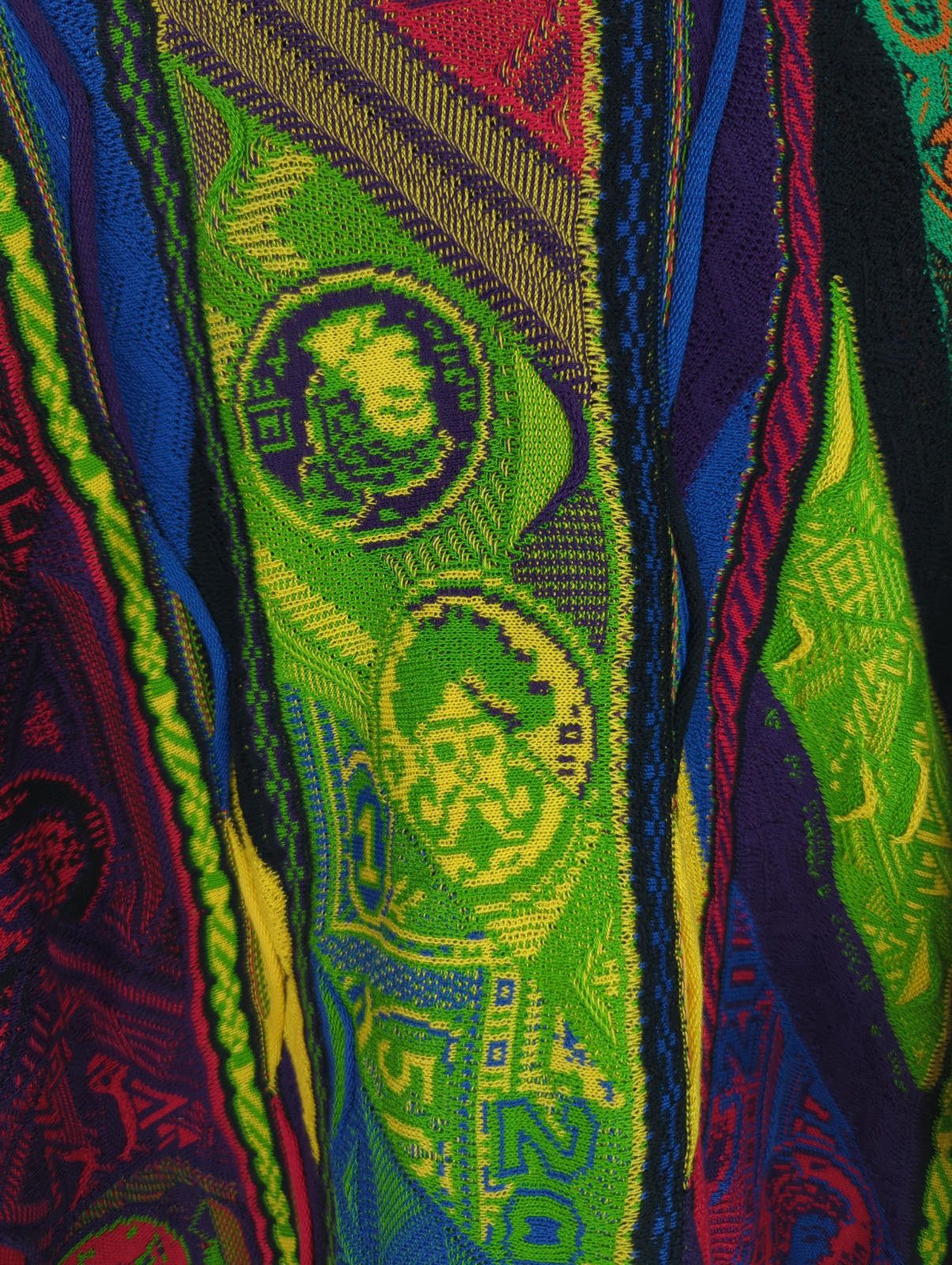 Coogi VTG COOGI Sz XL Knit RARE CURRENCY DESIGN Sweater Multicolor Size US XL / EU 56 / 4 - 8 Thumbnail