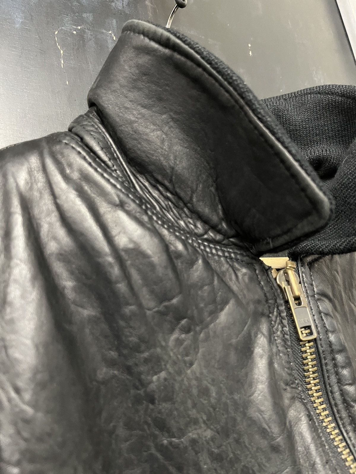Giorgio Armani Leather Bomber Jacket Boxy Cropped VTG 90s