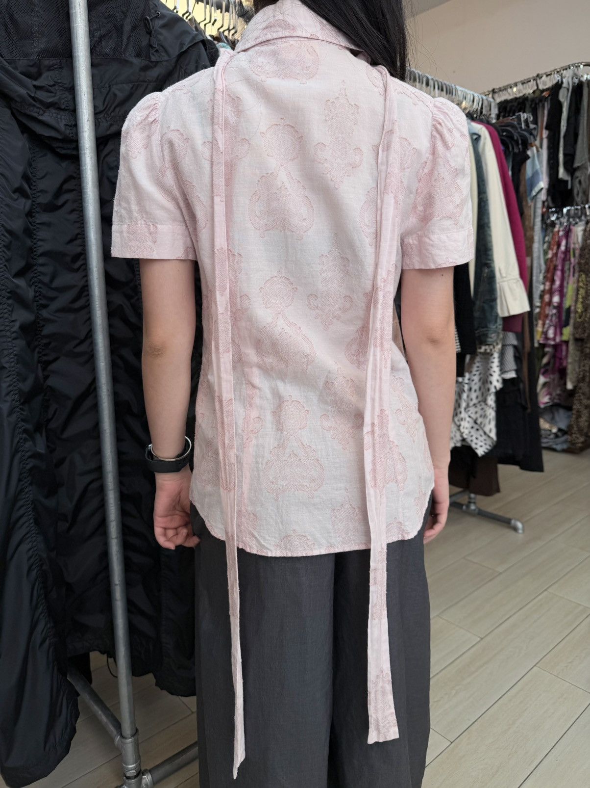 Vivienne Westwood 2000s Vivienne Westwood Red Label Blush Jacquard Tie Blouse Size S / US 4 / IT 40 - 11 Thumbnail