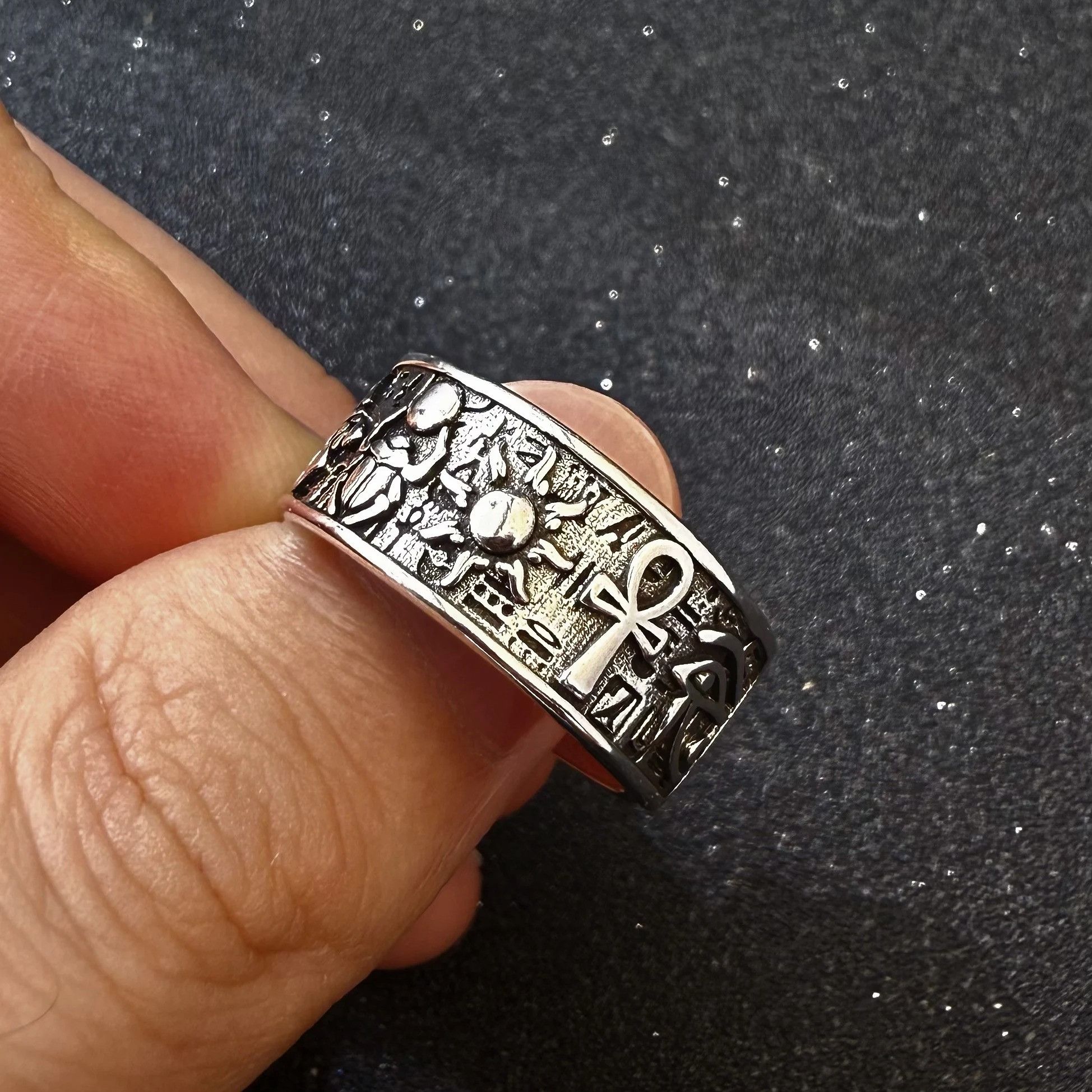 Vintage Retro Egyptian Symbols Ring Size ONE SIZE - 5 Thumbnail