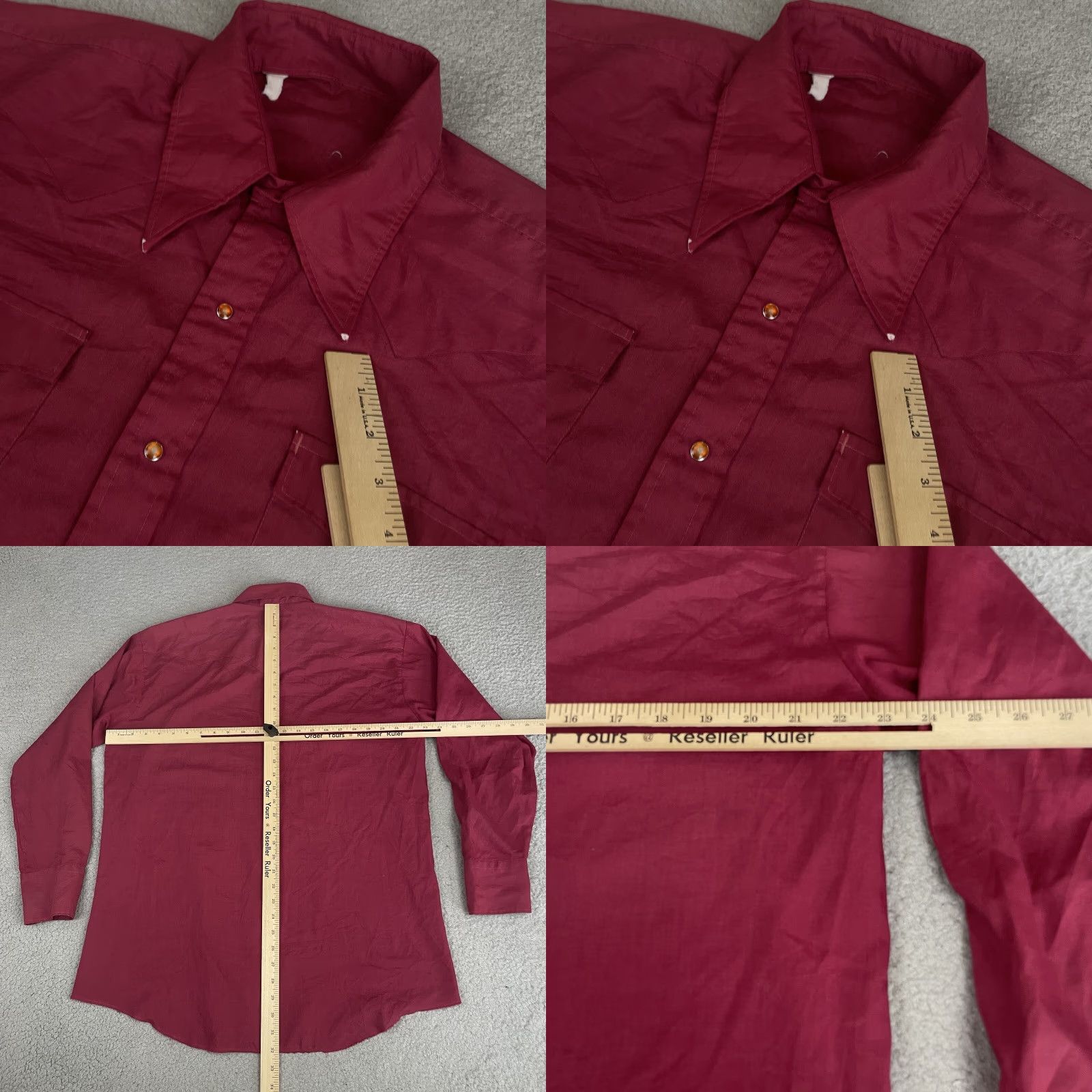 Vintage VINTAGE Western Pearl Snap Shirt Red 60s 70s Cotton Polyester Blend Long Sleeve Cowboy Rodeo Ranch Mens XL snap collar pockets Size US XL / EU 56 / 4 - 8 Thumbnail
