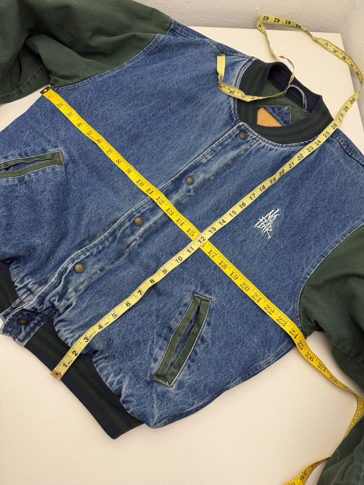 No Fear Vintage 90s NO FEAR Embroidered Denim Varsity Bomber Jacket Size US M / EU 48-50 / 2 - 7 Thumbnail