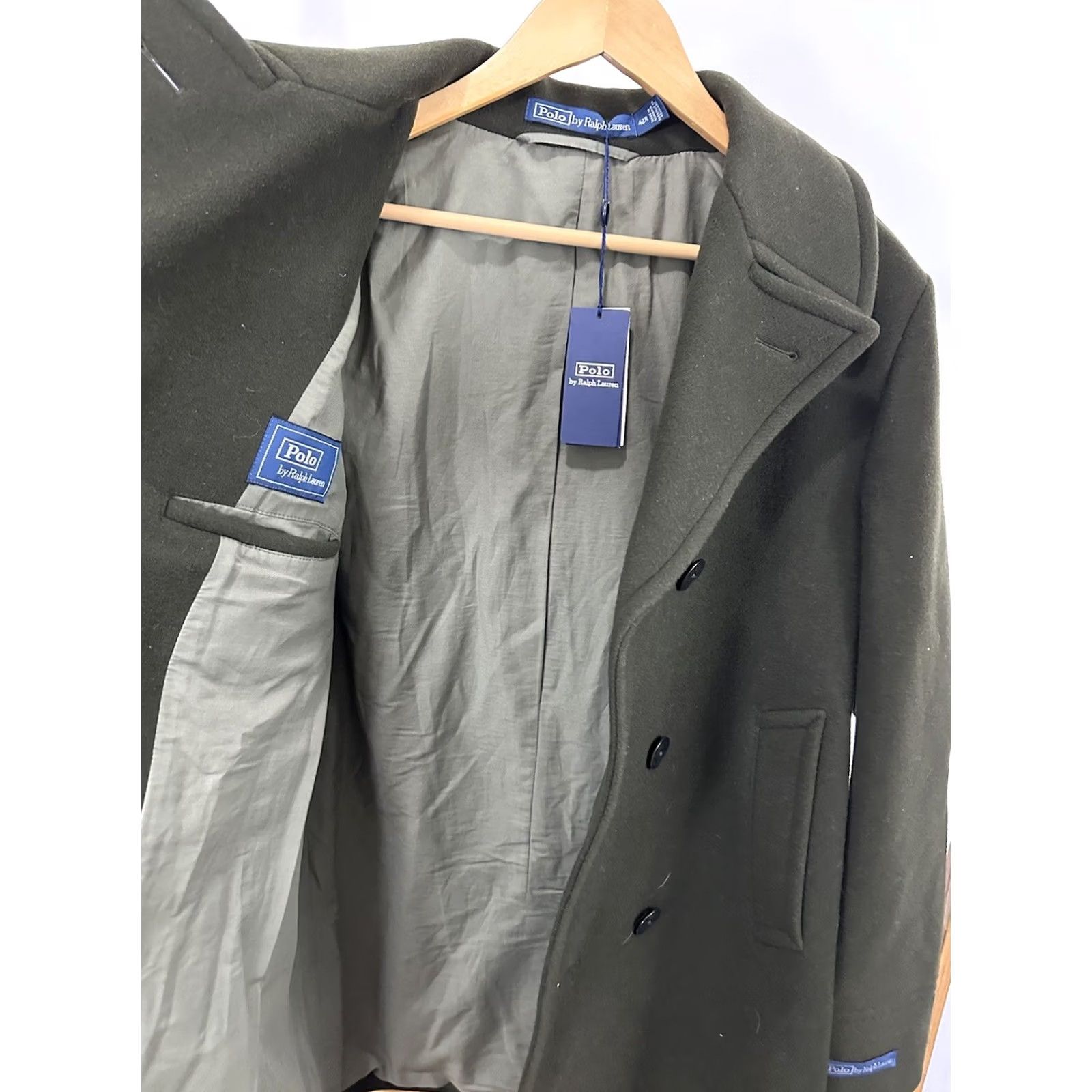 Polo Ralph Lauren VINTAGE Polo Ralph Lauren Olive Green Military Nautical Wool Peacoat Jacket 42R Mens NY Deals Size US XL / EU 56 / 4 - 3 Thumbnail