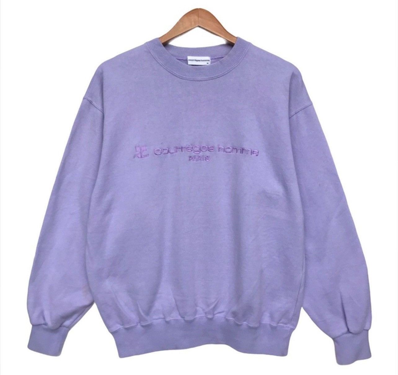 Courreges × Japanese Brand Courreages Spellout Embroidered Lilac Sweatshirt Size US S / EU 44-46 / 1 - 1 Thumbnail