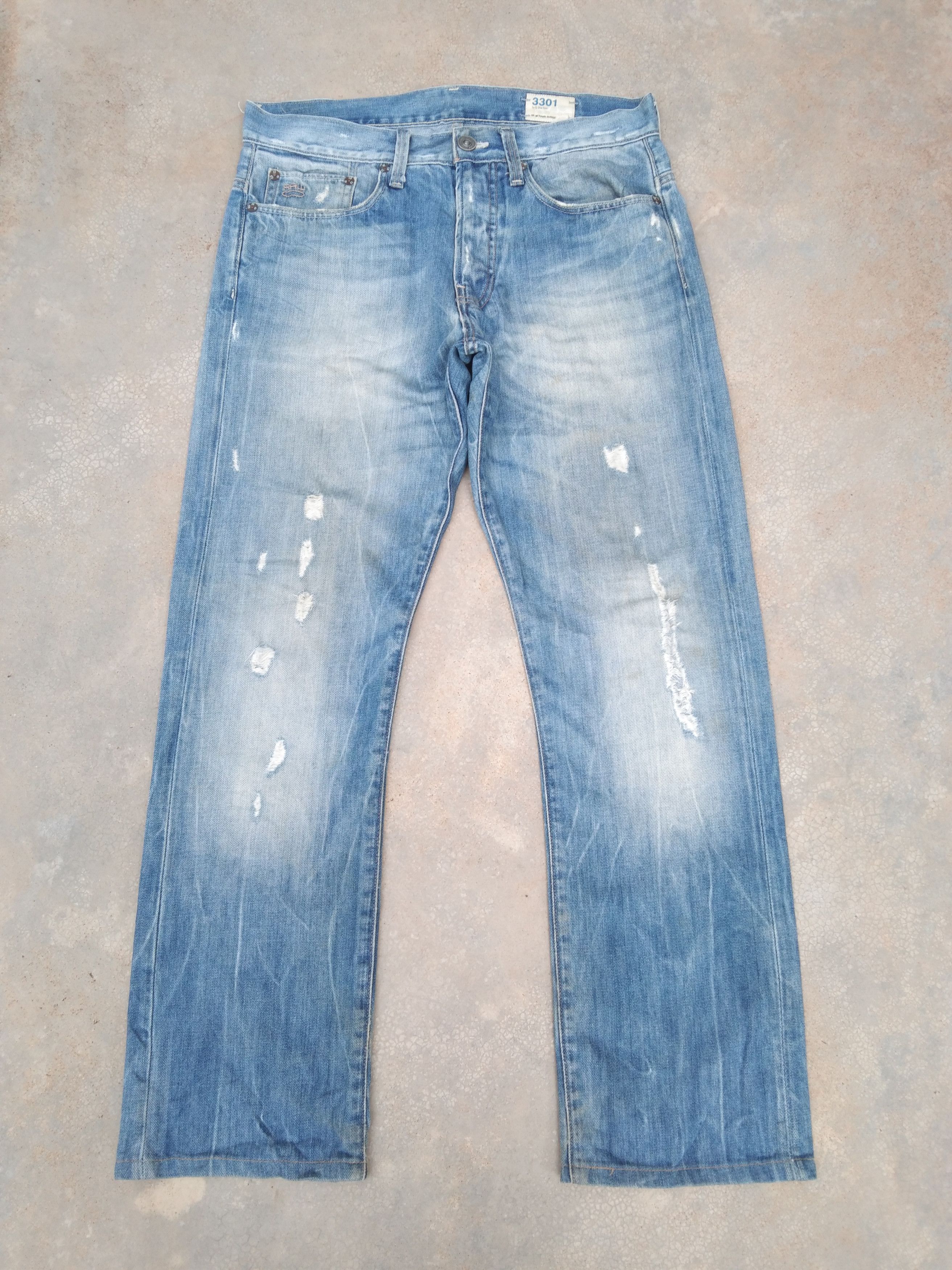 G-Star 3301 G Star Raw Denim Distressed Jeans 30x29 Size US 30 / EU 46 - 1 Thumbnail