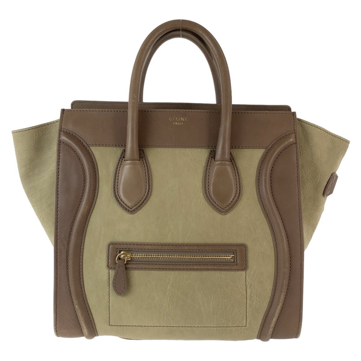 Celine Celine Leather Luggage Mini Shopper Handbag Leather Tote Bag in Green, Women's