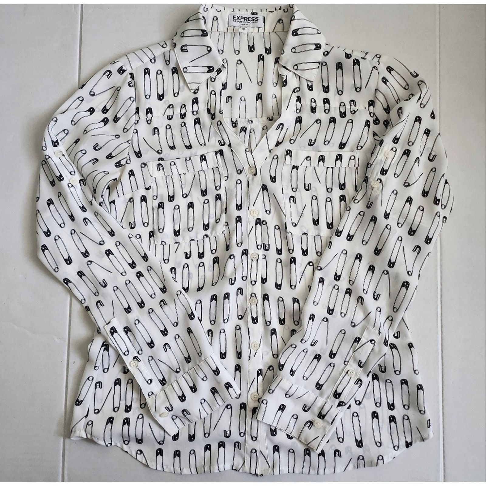 Express Express Portofino Safety Pin Blouse Size XS / US 0-2 / IT 36-38 - 1 Thumbnail