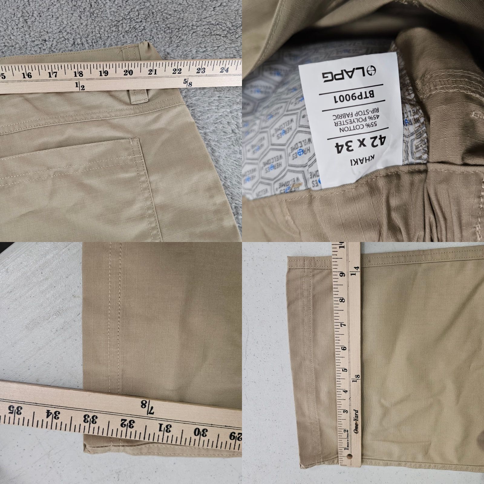 Vintage LA Police Gear Core Cargo Pants Mens 42x34 Khaki Ripstop BTP9001 Cargo Pants Regular Khaki Army Shirt? Size US 42 / EU 58 - 8 Thumbnail