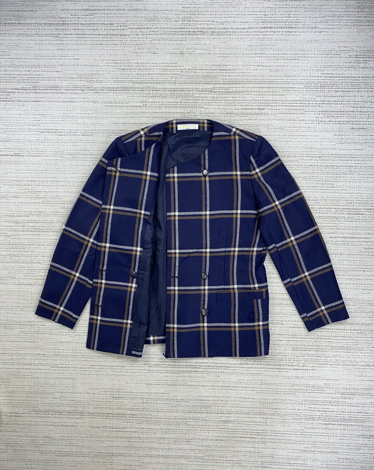 Aquascutum Vintage Aquascutum Navy Blue Plaid Coat Jacket Size M / US 6-8 / IT 42-44 - 5 Thumbnail
