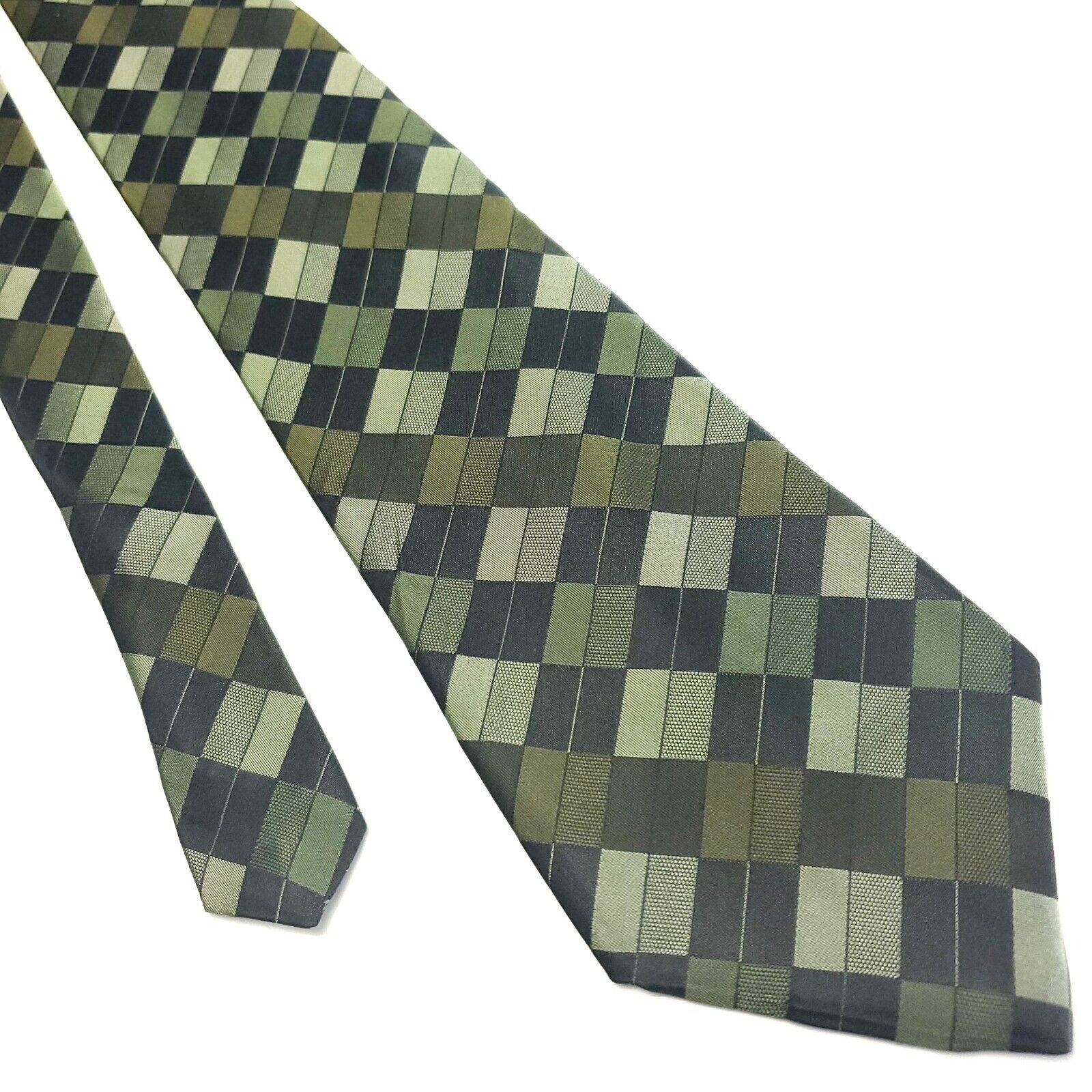 Croft & Barrow Croft & Barrow Green Silk Tie Woven Check Size ONE SIZE - 1 Thumbnail