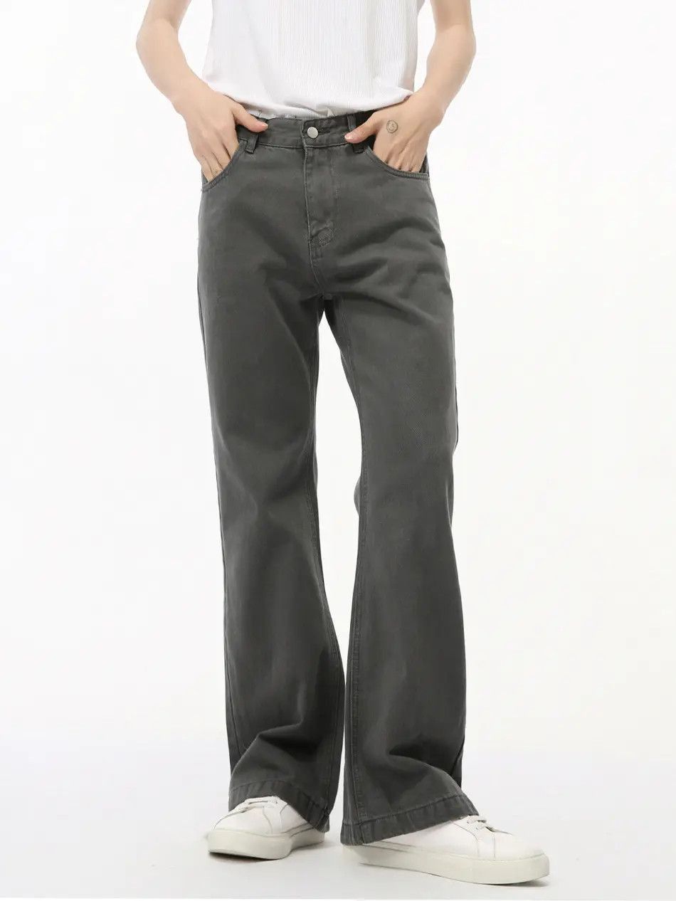 Japanese Brand Retro loose micro flared solid color jeans Size US 32 / EU 48 - 4 Thumbnail